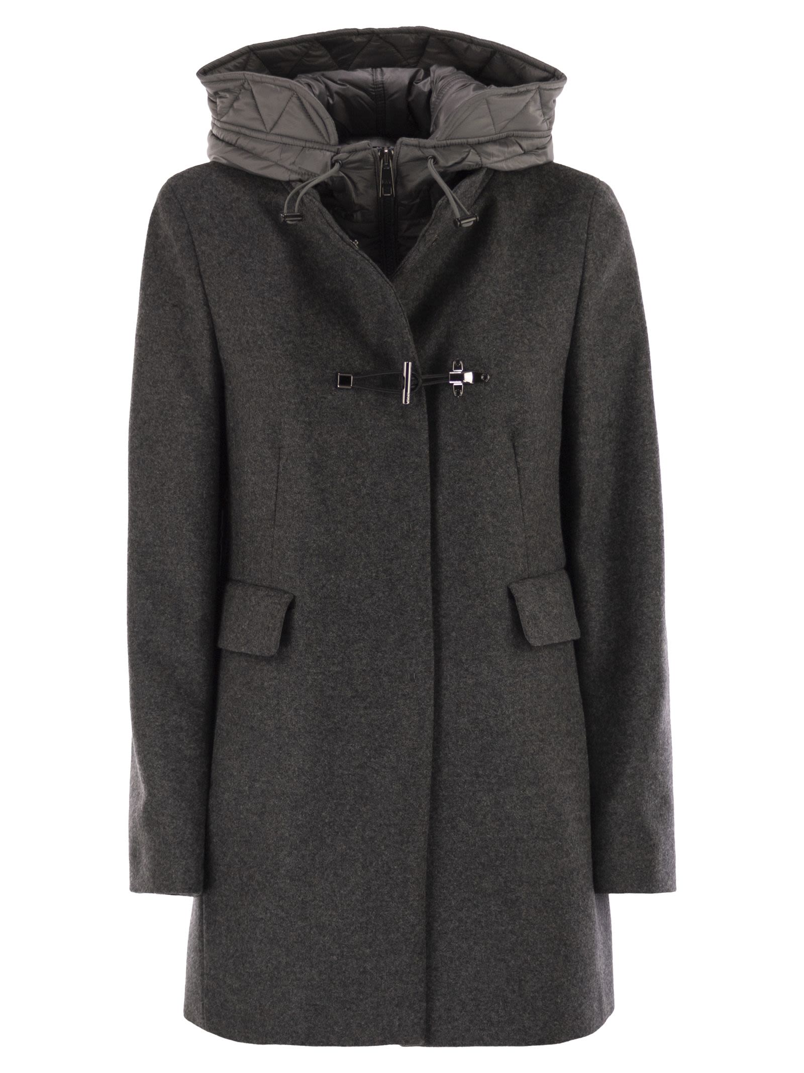 Fay Women Toggle Coat In Mélange Wool Cloth FAY