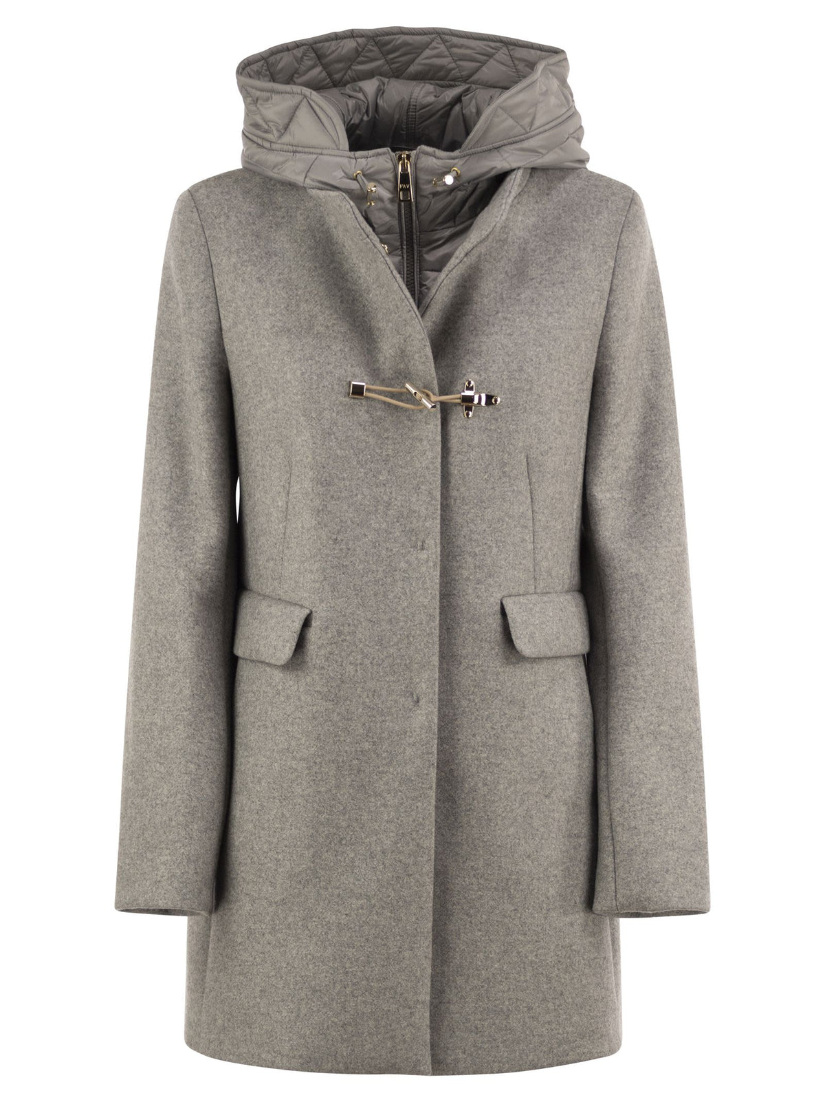 Fay Women Wool-Blend Coat With Padded Bib And Hood FAY