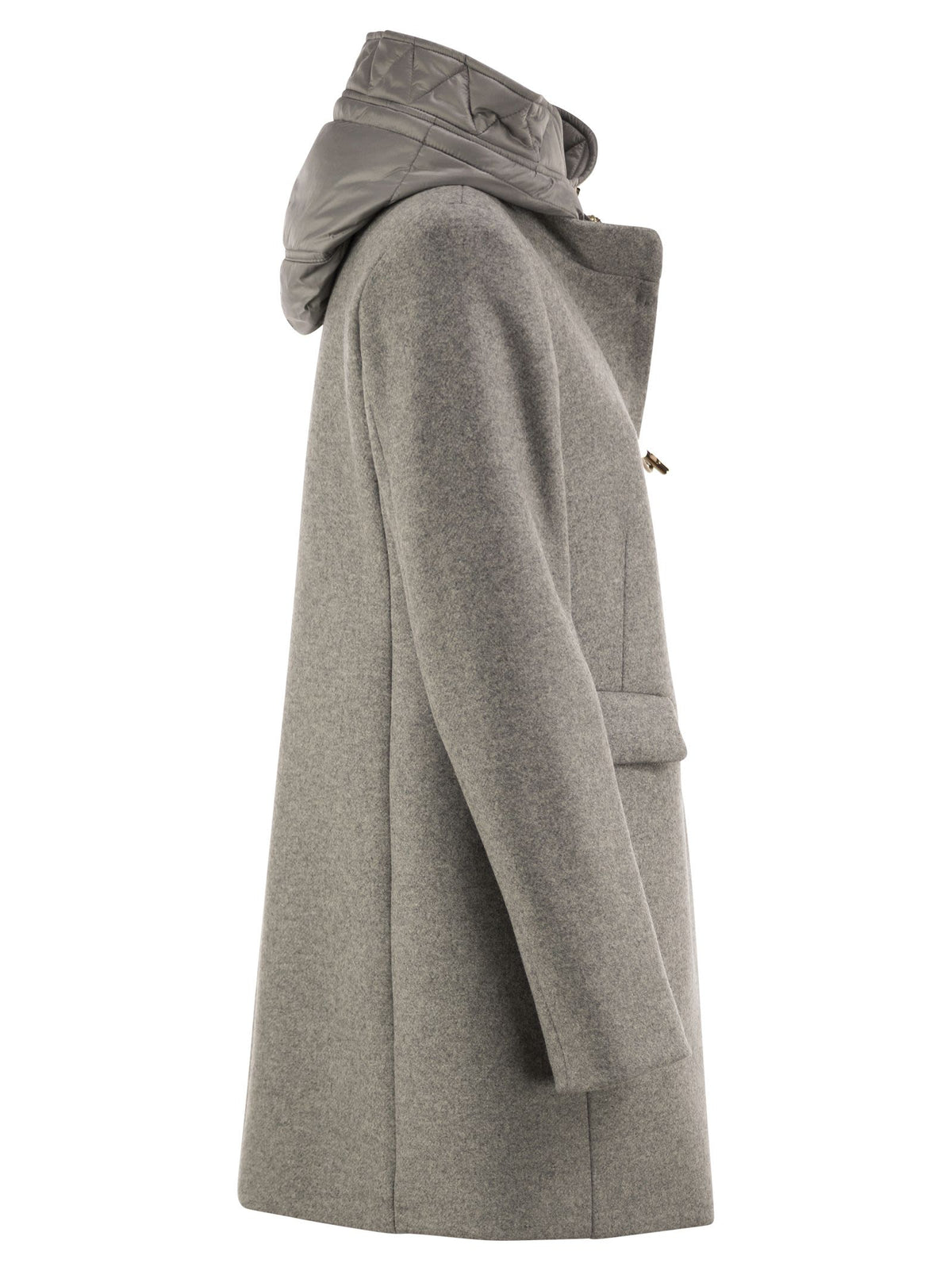 Fay Women Wool-Blend Coat With Padded Bib And Hood FAY