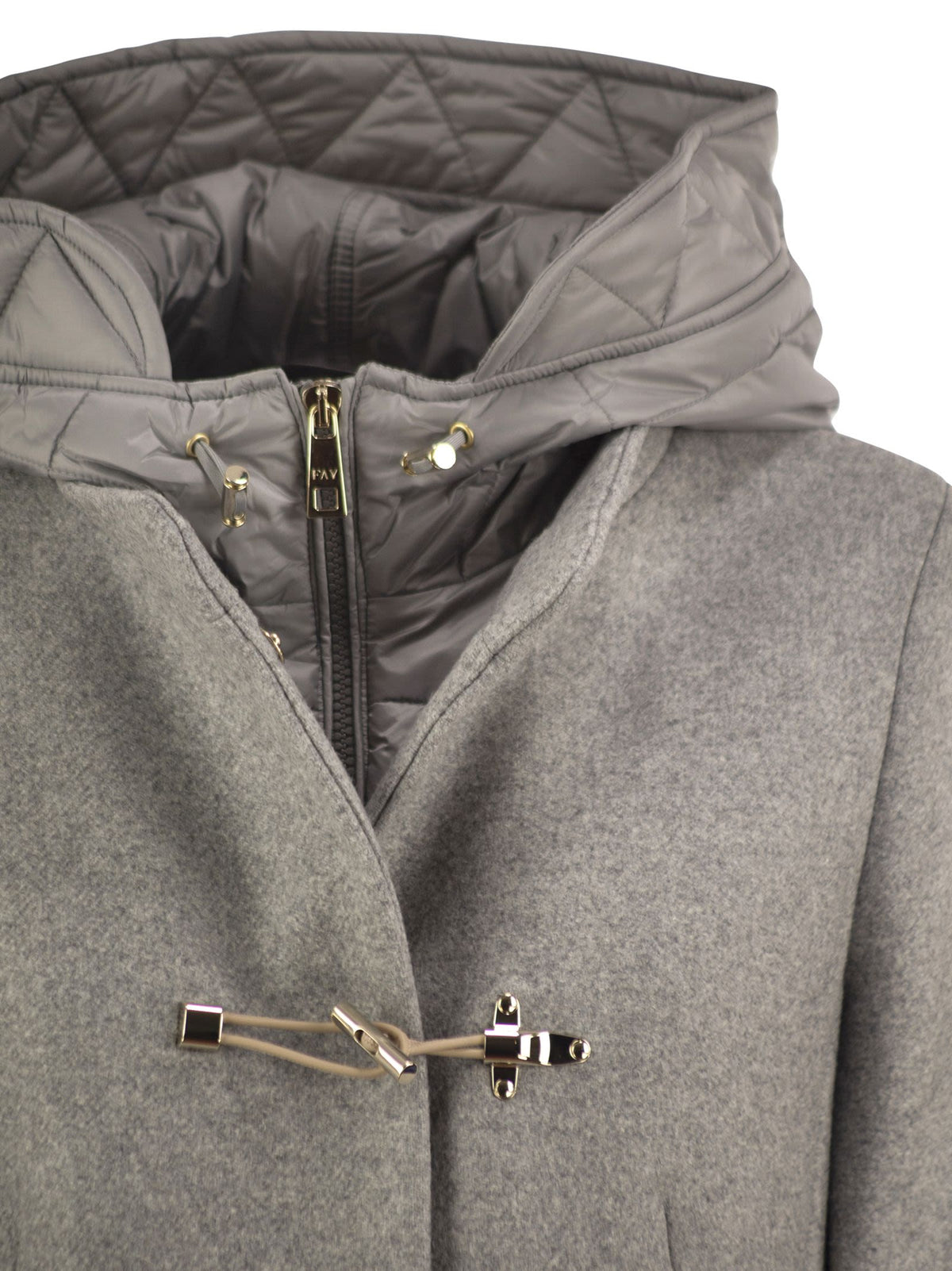 Fay Women Wool-Blend Coat With Padded Bib And Hood FAY