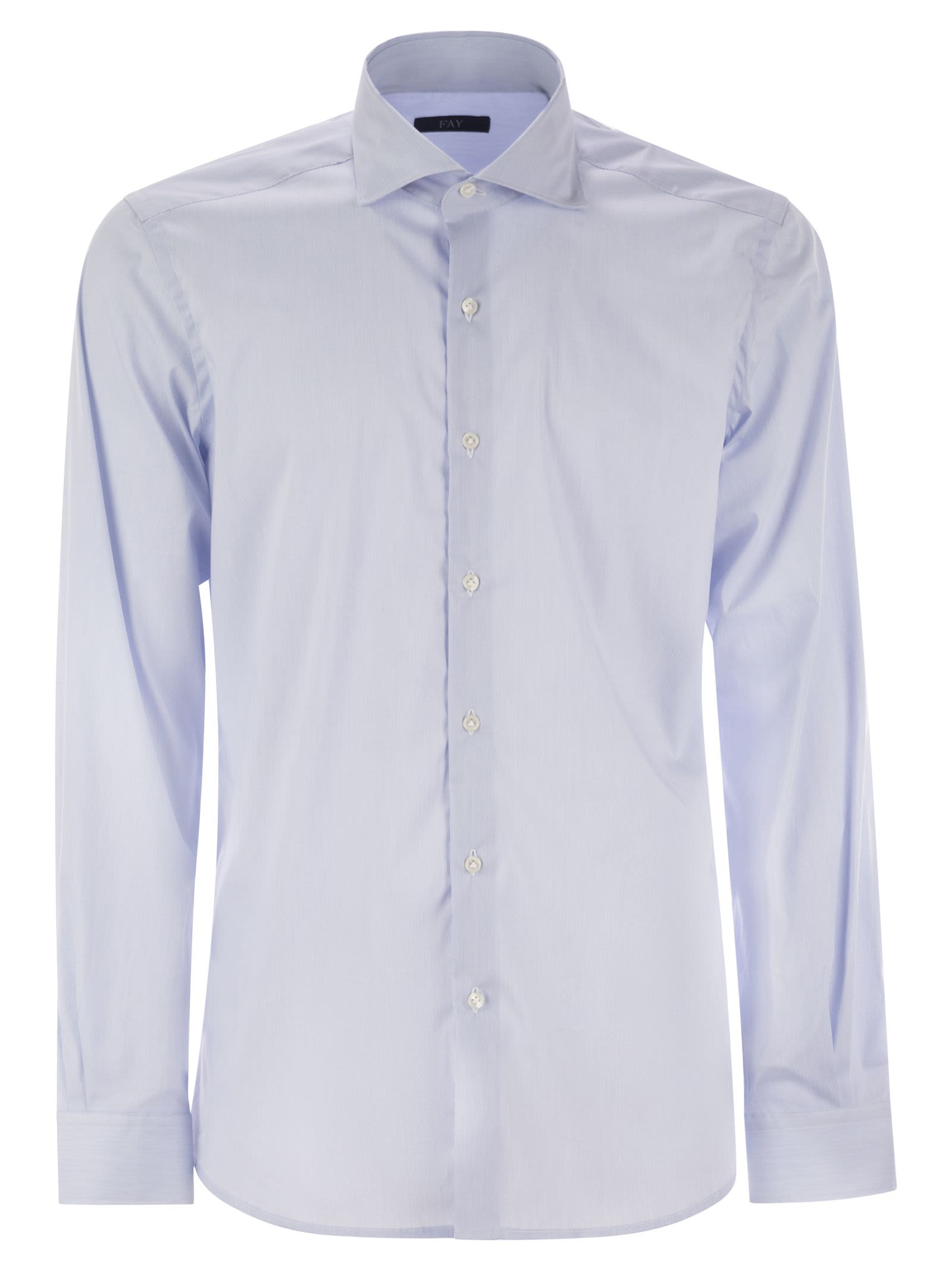 Fay Men Stretch Poplin Shirt With French Collar FAY