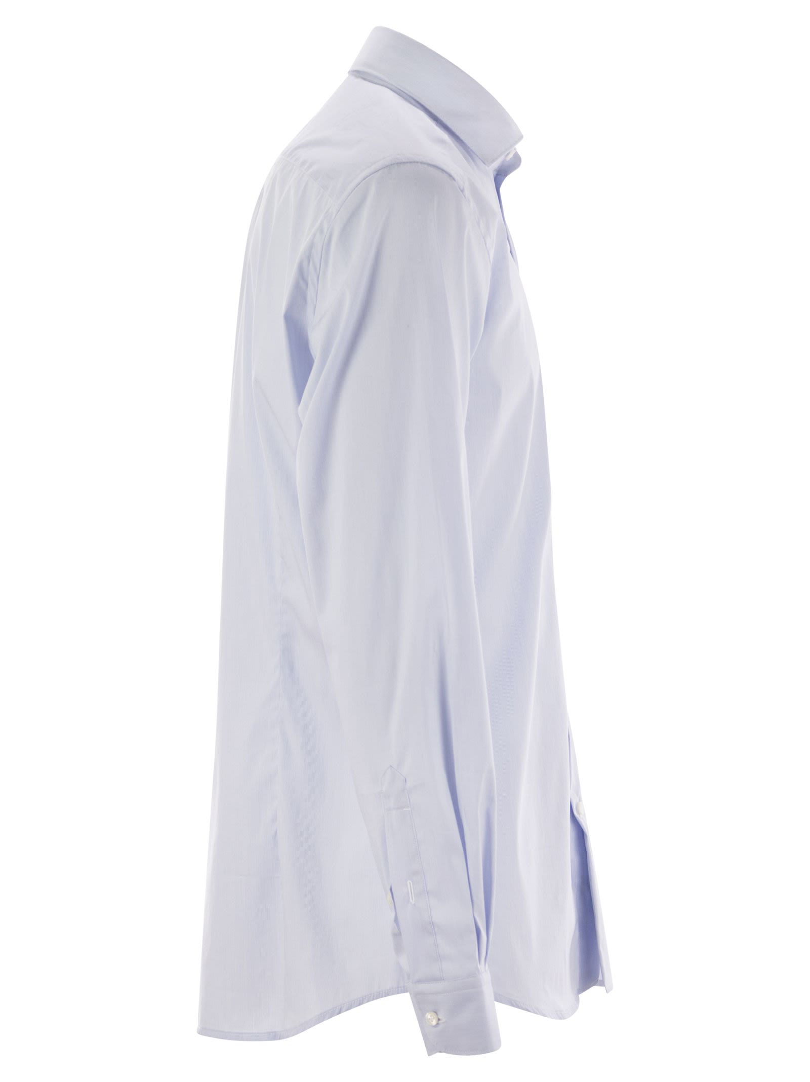 Fay Men Stretch Poplin Shirt With French Collar FAY