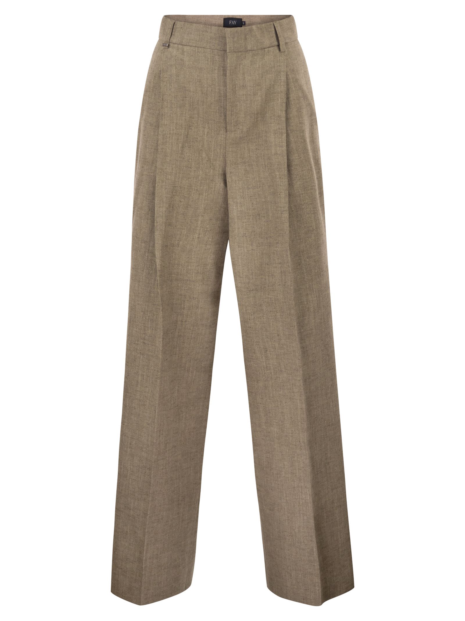 Fay Women Regular Fit Trousers In Micro-Check Cotton And Linen FAY
