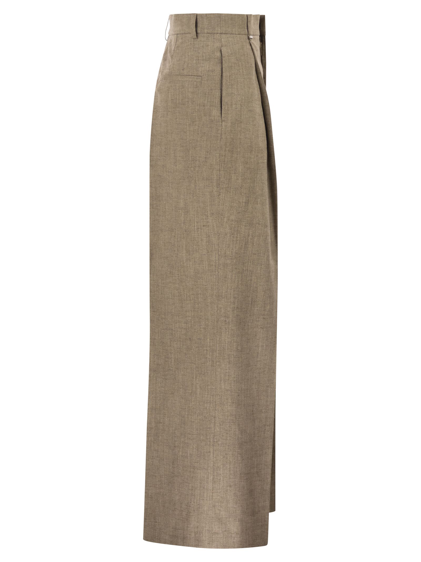 Fay Women Regular Fit Trousers In Micro-Check Cotton And Linen FAY