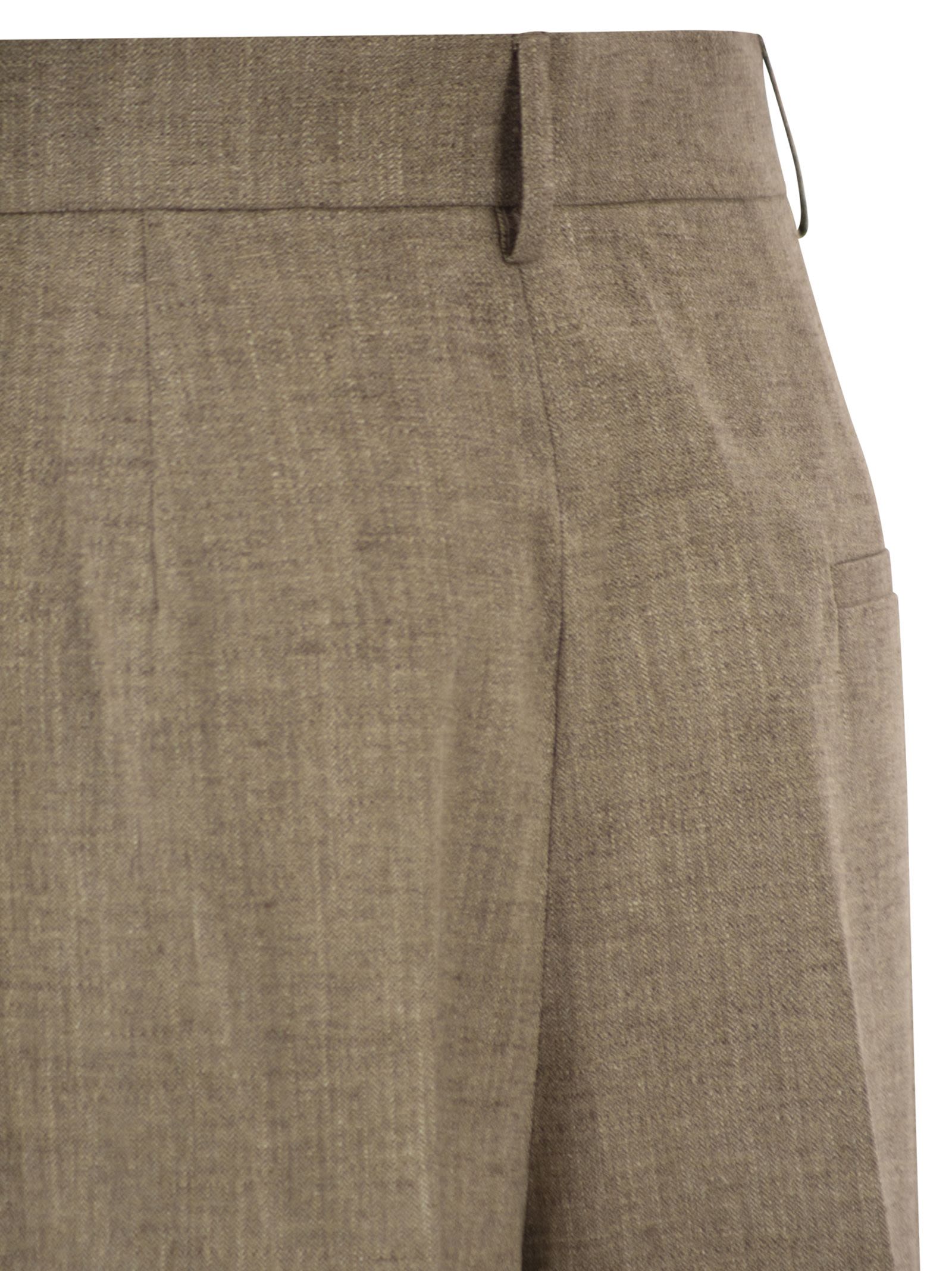Fay Women Regular Fit Trousers In Micro-Check Cotton And Linen FAY