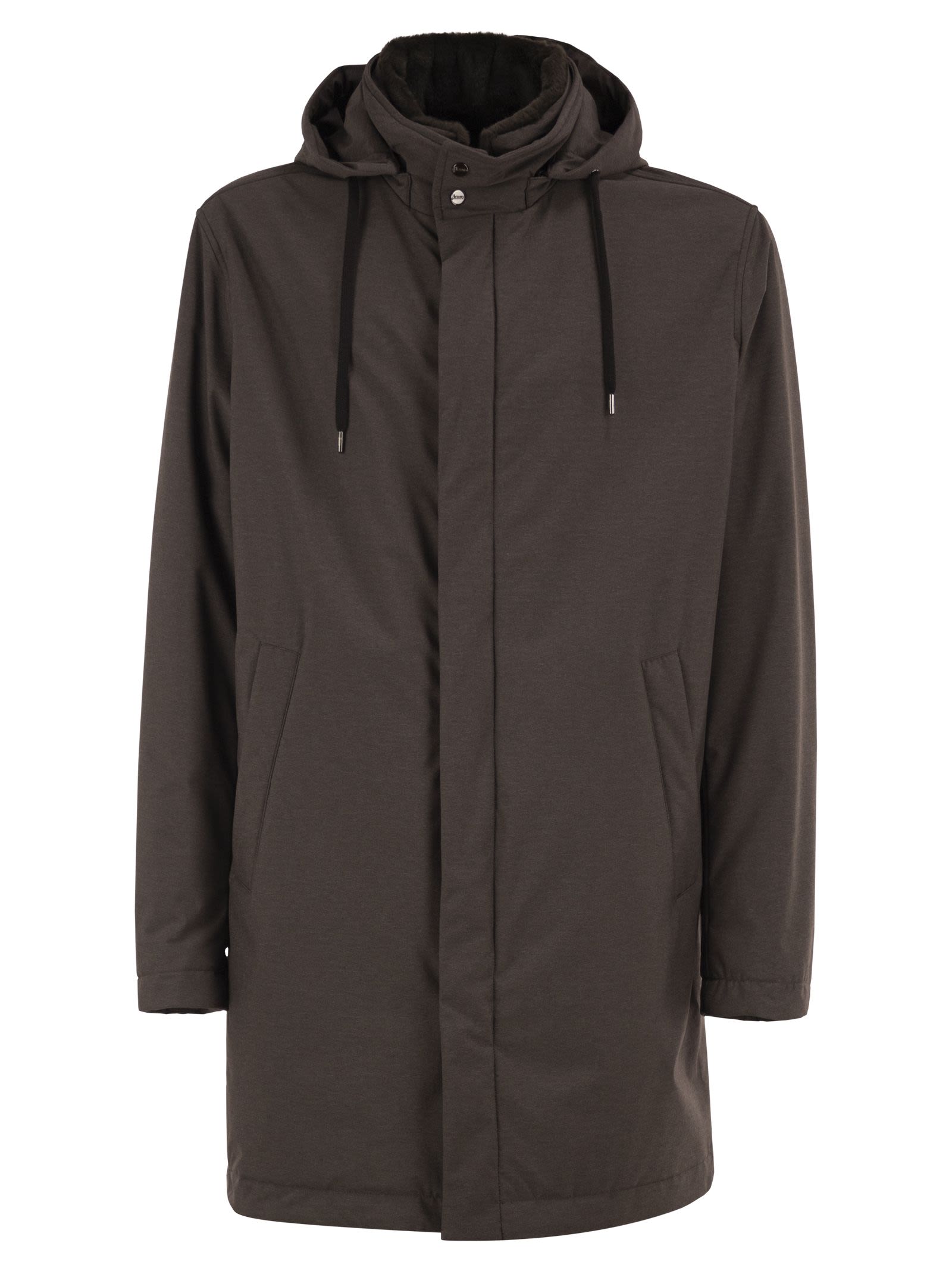 Herno Men Lightweight Stretch Technical Parka With Hood HERNO