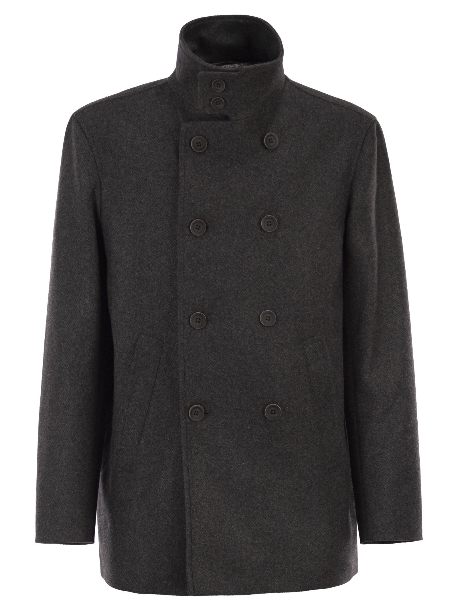Herno Men Double-Breasted Coat In Wool Blend HERNO