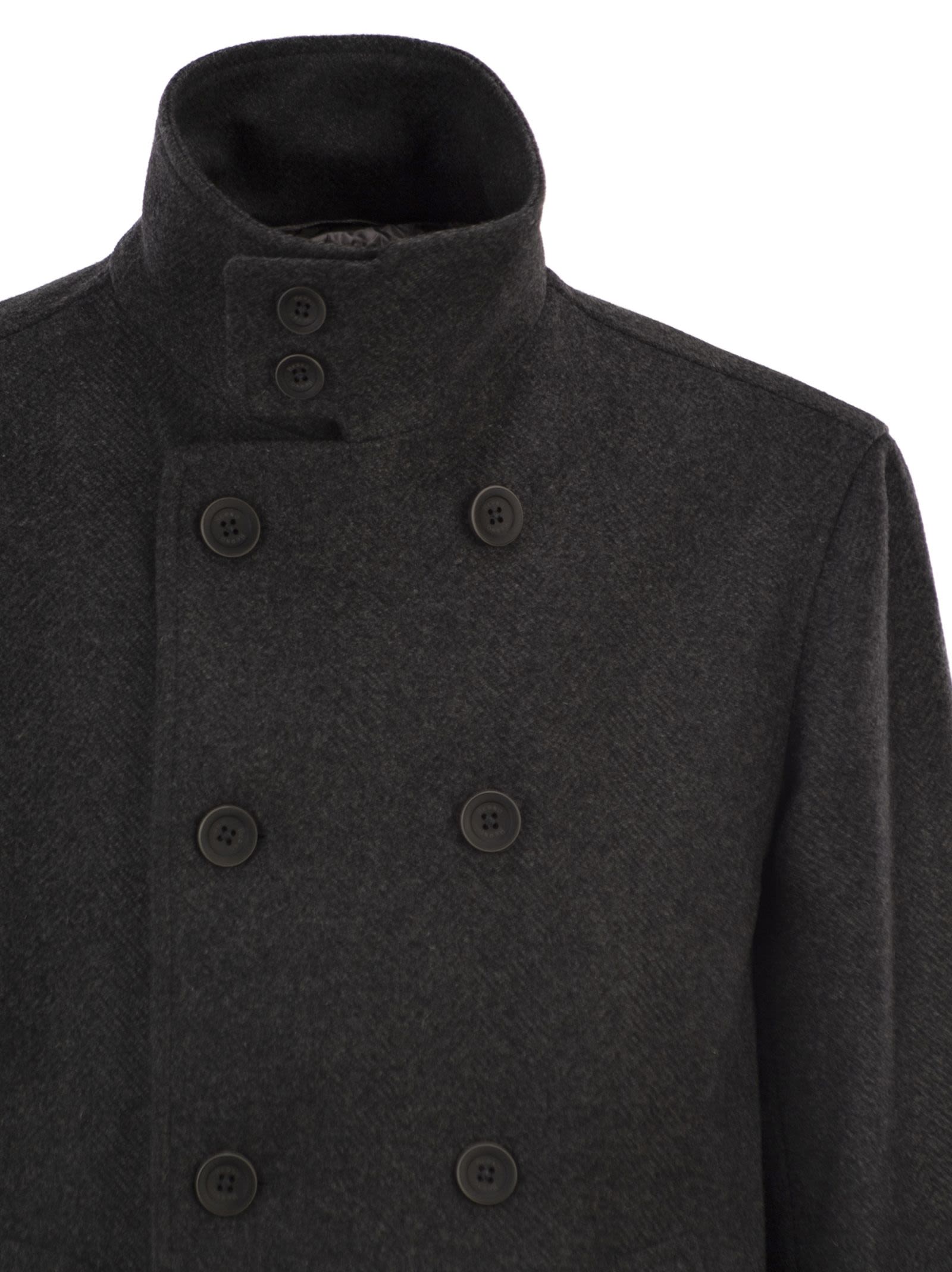 Herno Men Double-Breasted Coat In Wool Blend HERNO