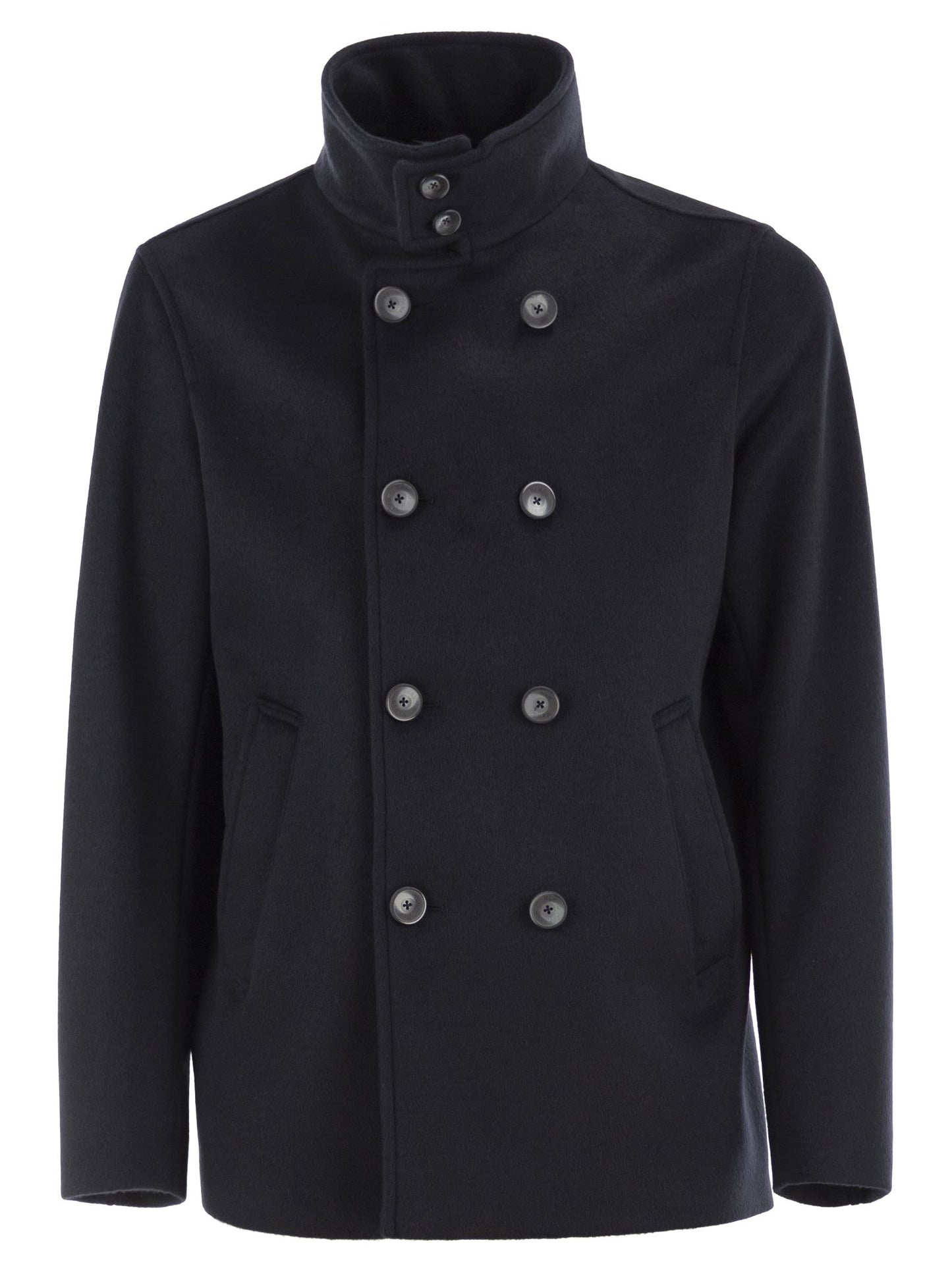 Herno Men Double-Breasted Jacket In Wool-Effect Fabric With High Collar HERNO