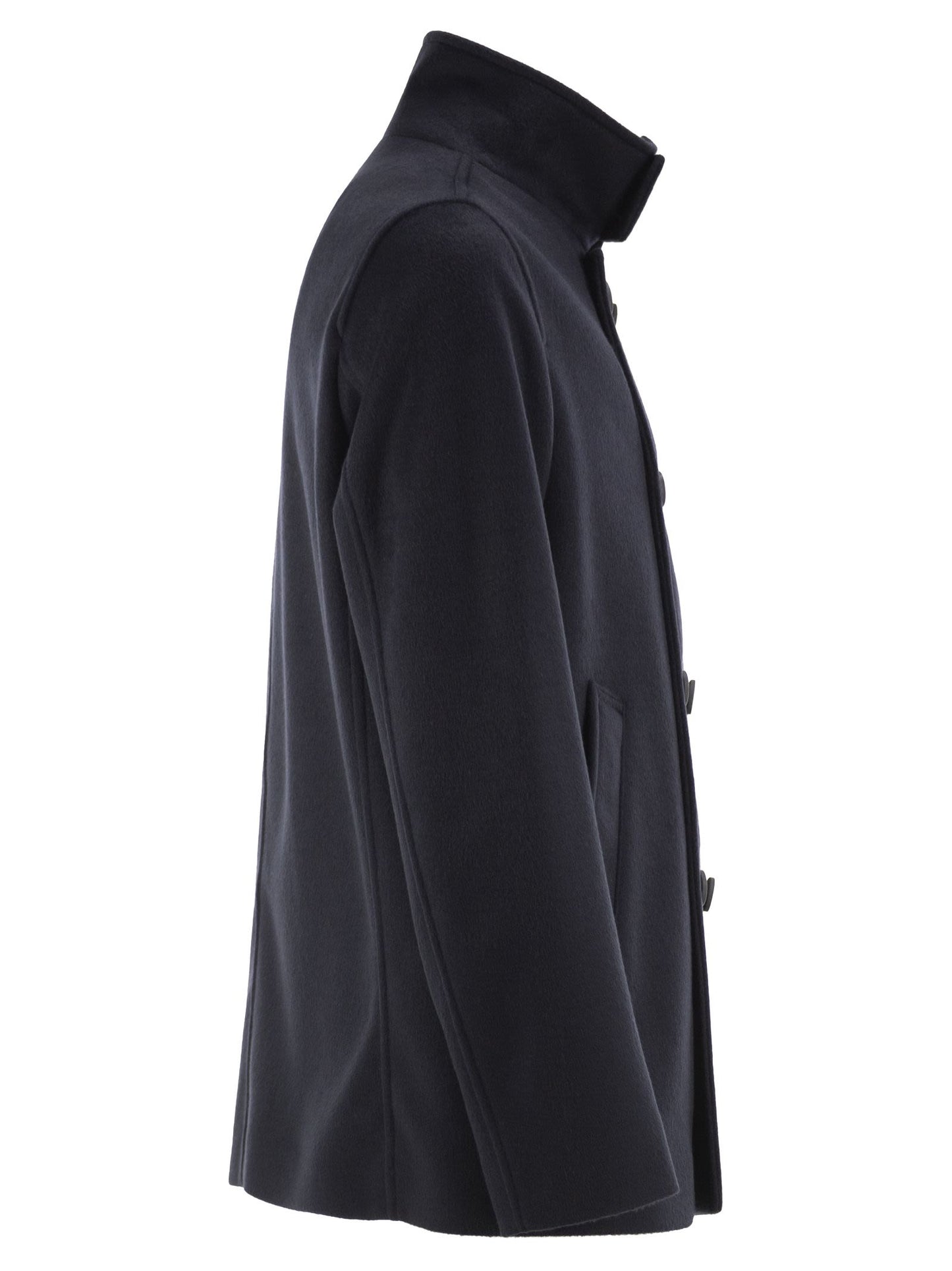Herno Men Double-Breasted Jacket In Wool-Effect Fabric With High Collar HERNO
