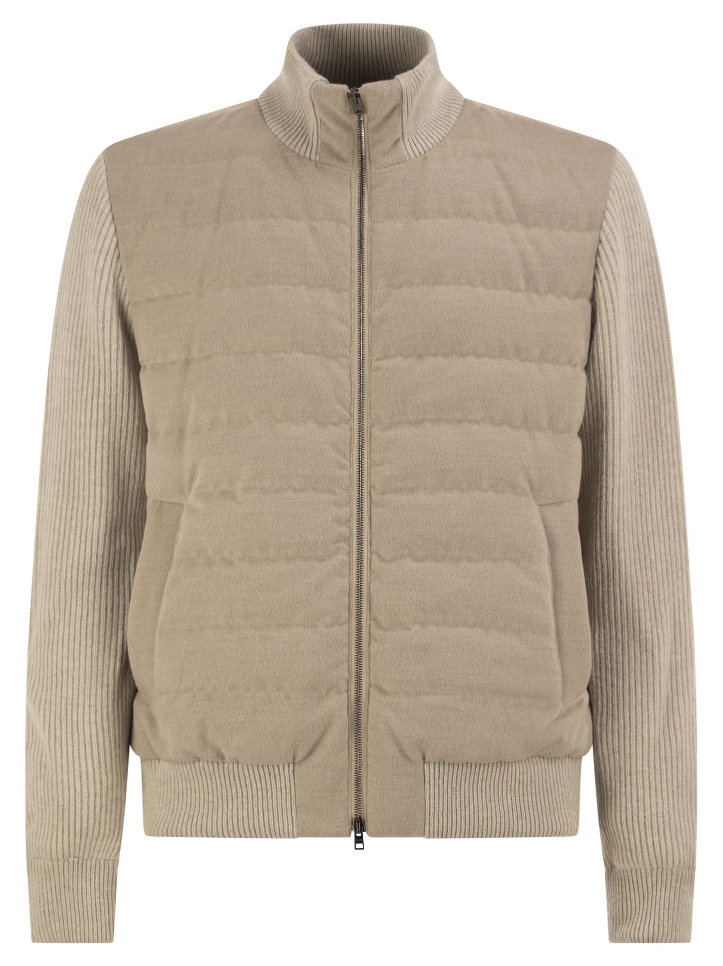Herno Men Quilted Knit And Fabric Jacket With High Collar HERNO