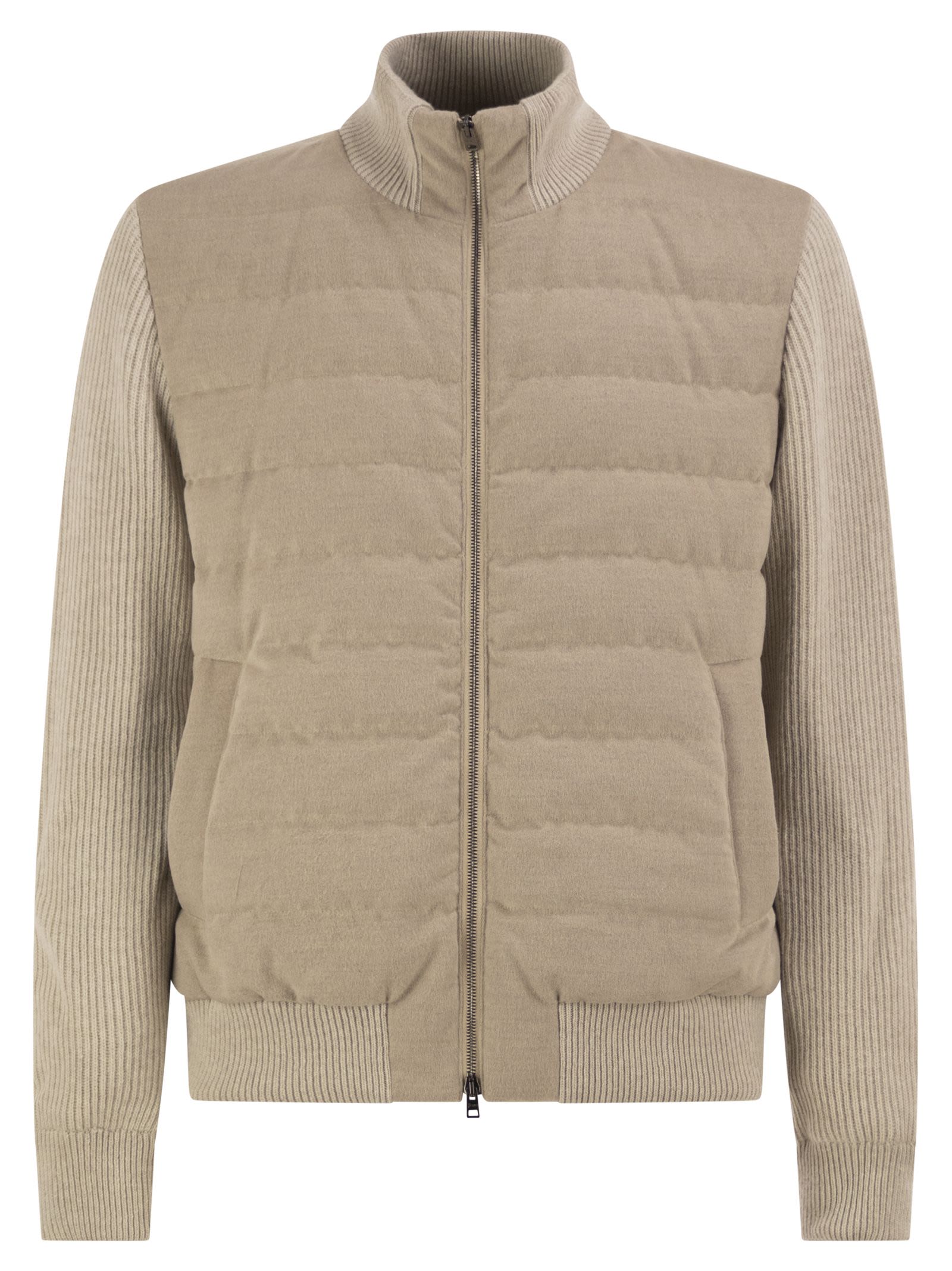 Herno Men Quilted Knit And Fabric Jacket With High Collar HERNO