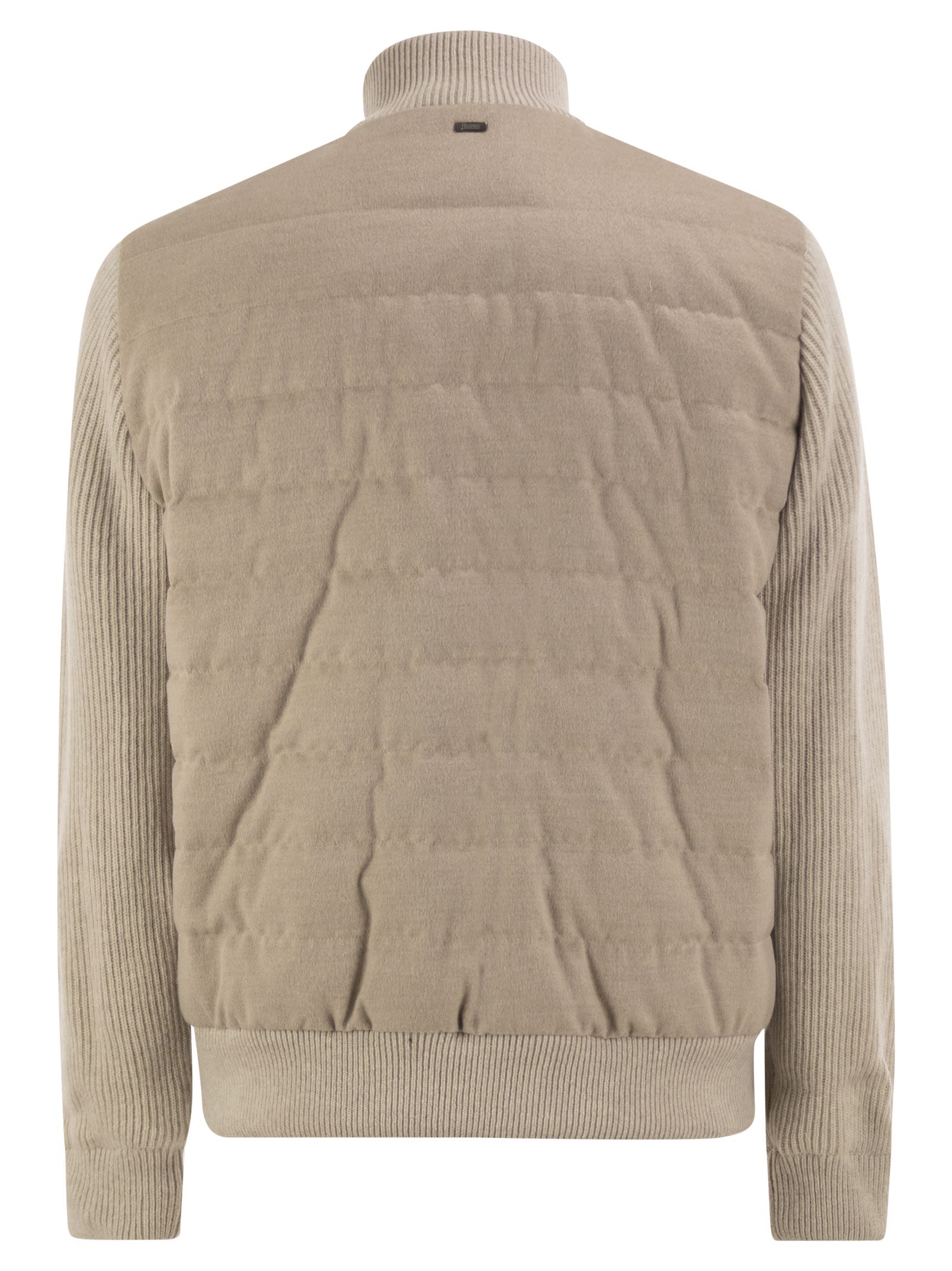 Herno Men Quilted Knit And Fabric Jacket With High Collar HERNO