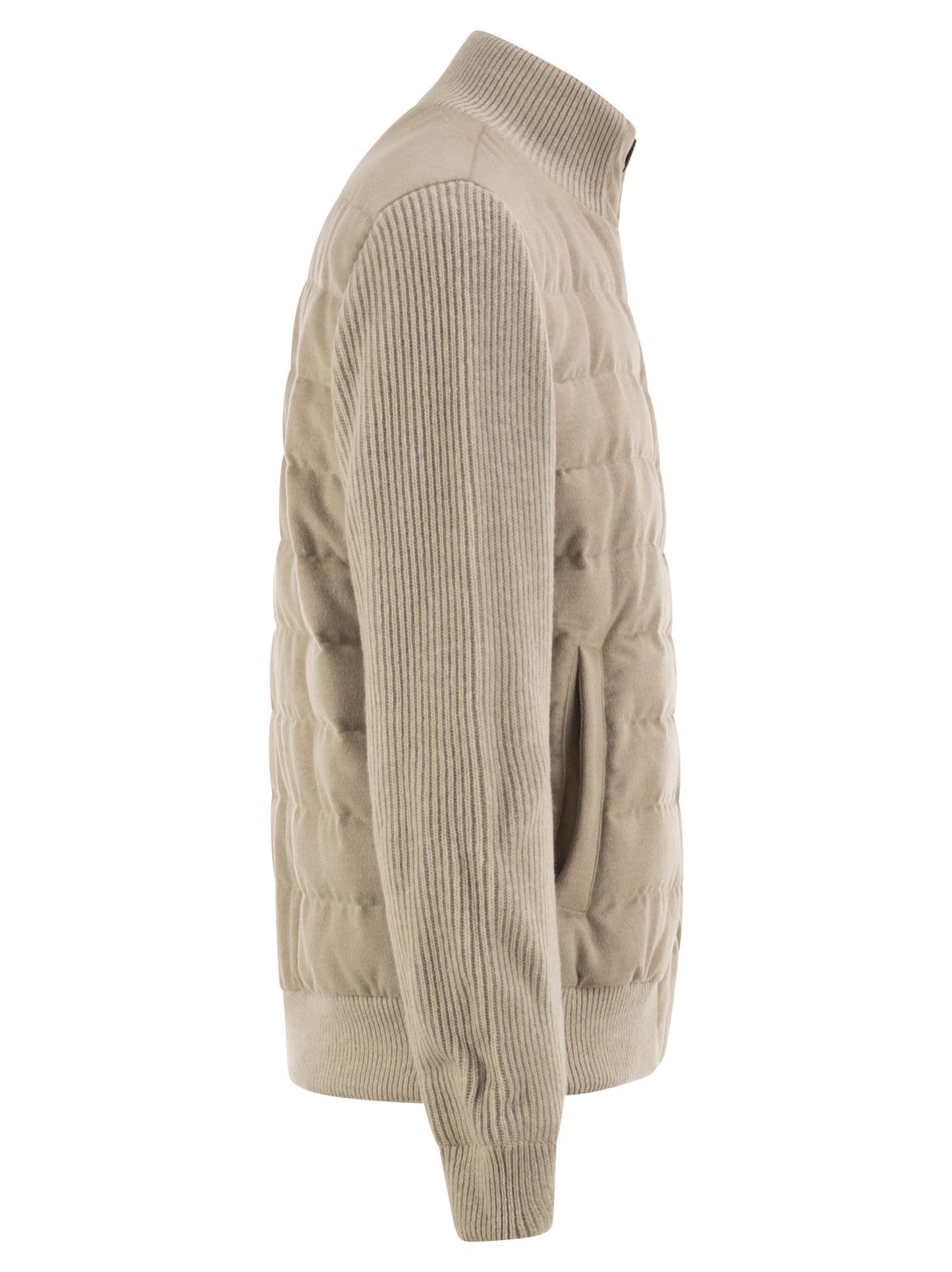 Herno Men Quilted Knit And Fabric Jacket With High Collar HERNO