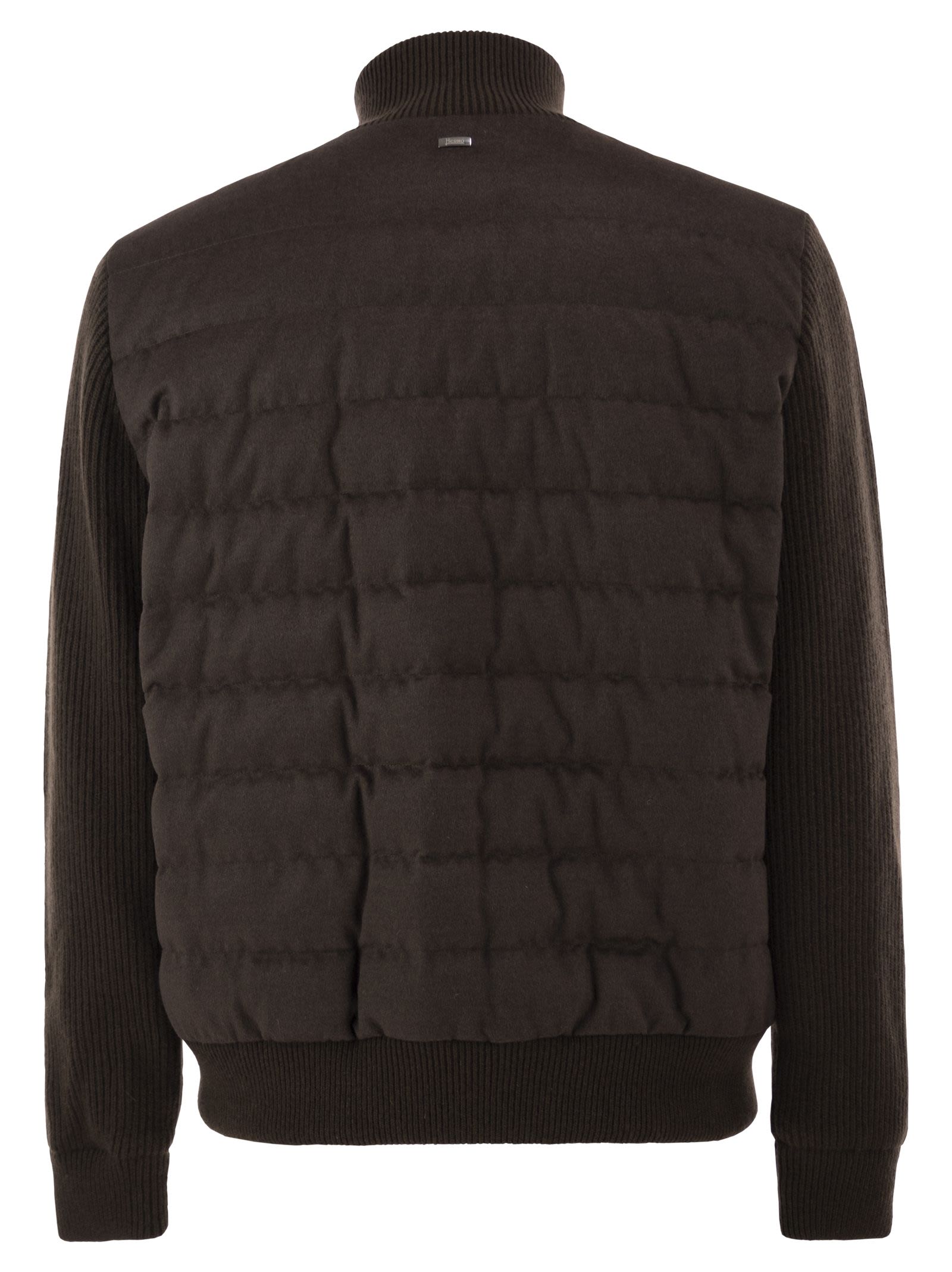 Herno Men Quilted Knit And Fabric Jacket With High Collar HERNO