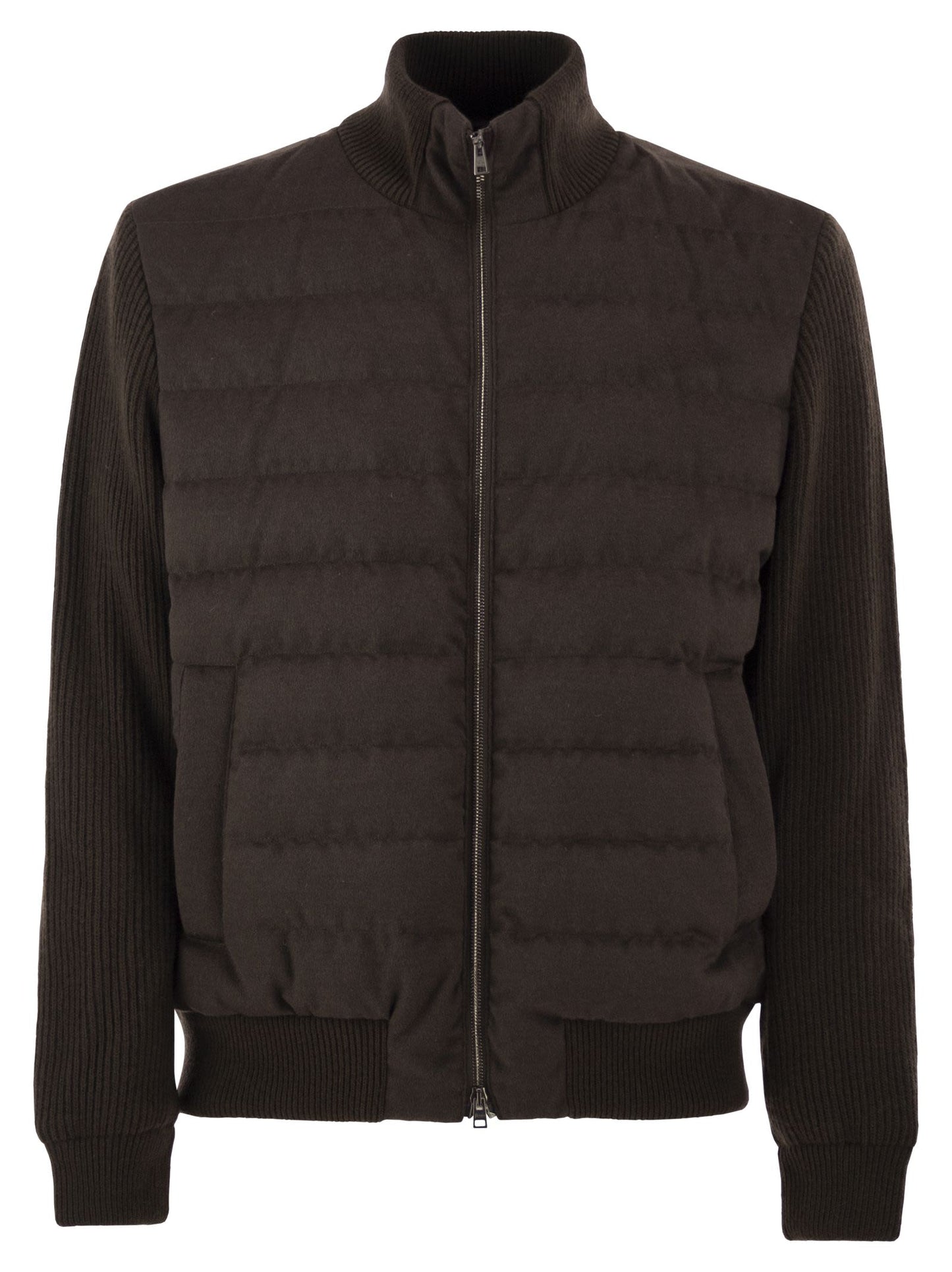 Herno Men Quilted Knit And Fabric Jacket With High Collar HERNO