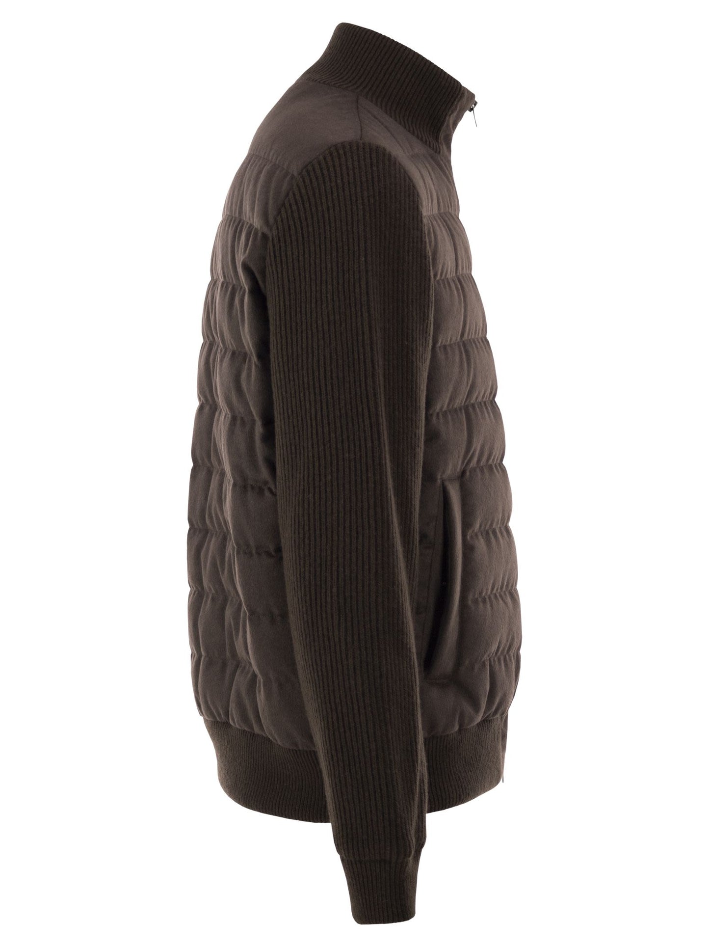 Herno Men Quilted Knit And Fabric Jacket With High Collar HERNO