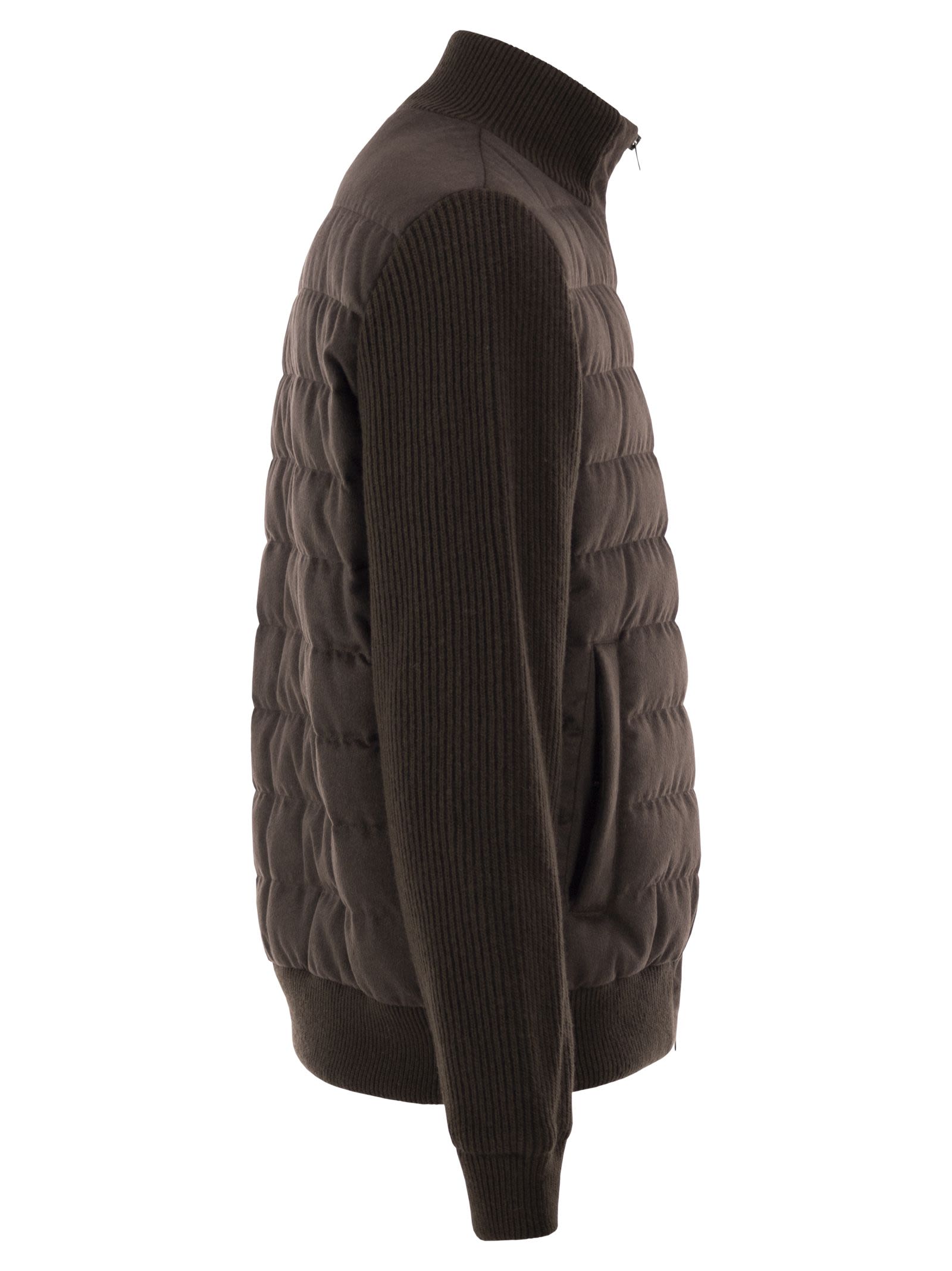 Herno Men Quilted Knit And Fabric Jacket With High Collar HERNO