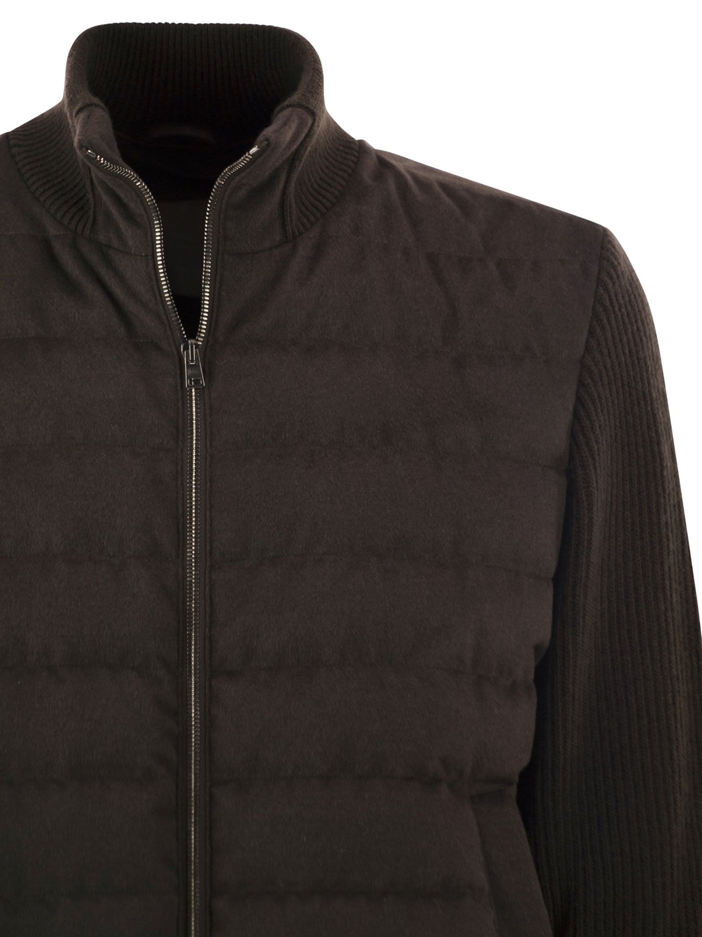 Herno Men Quilted Knit And Fabric Jacket With High Collar HERNO