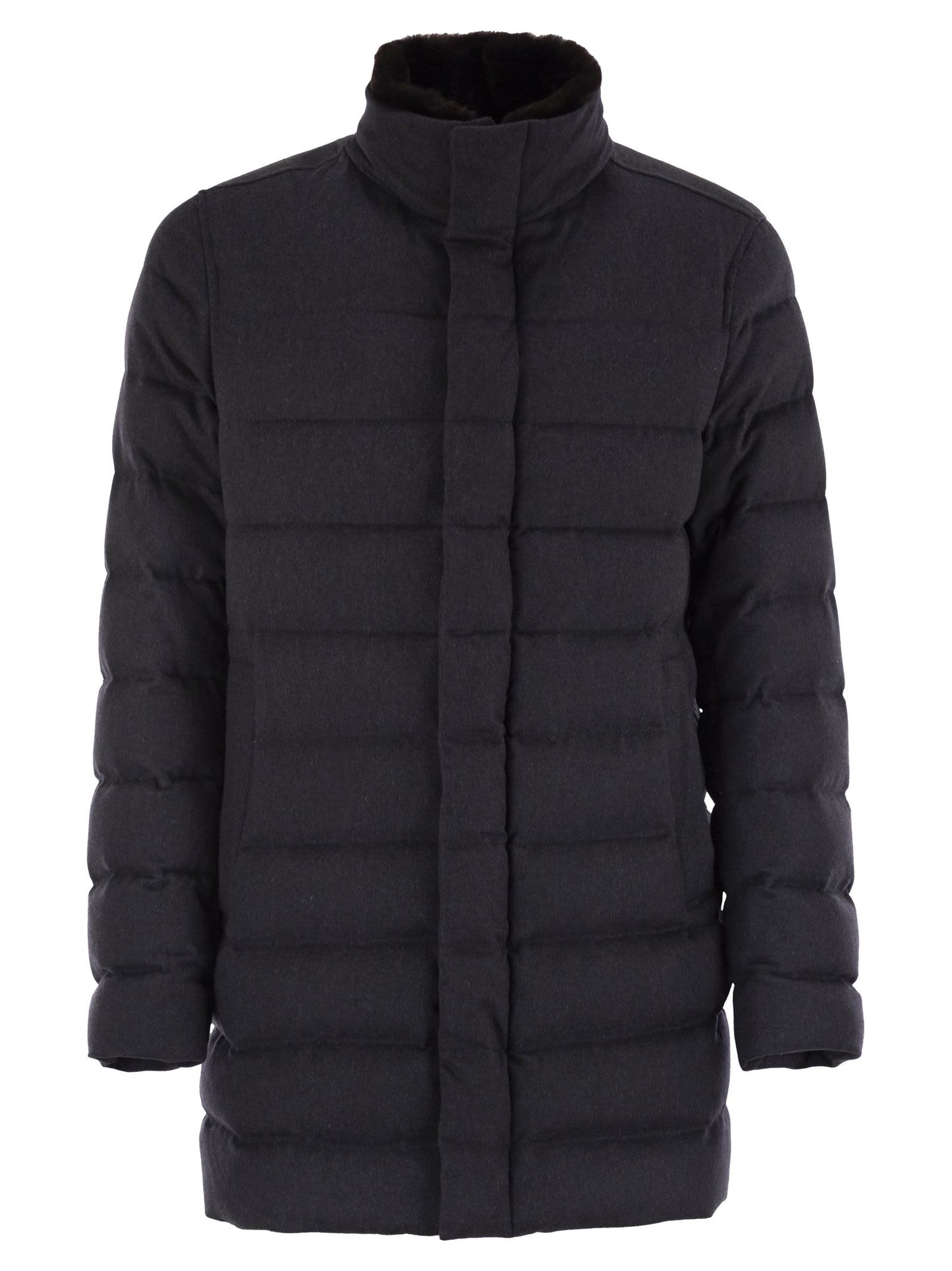Herno Men Down Jacket With Fur Collar HERNO