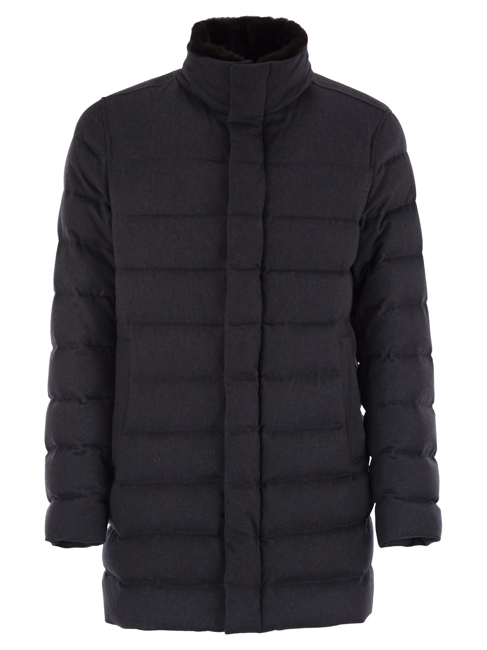 Herno Men Down Jacket With Fur Collar HERNO