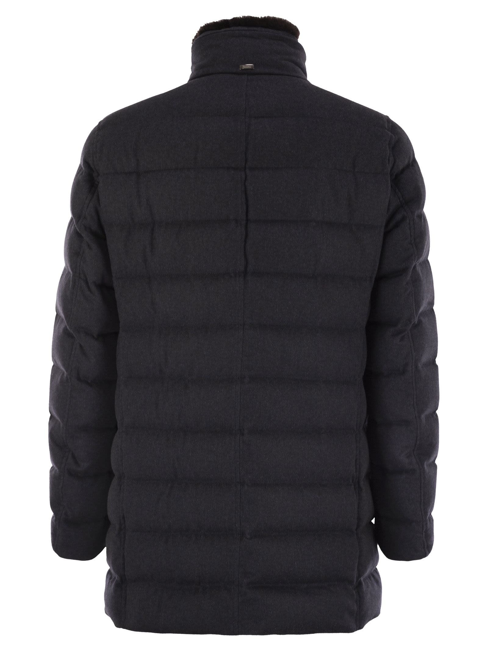 Herno Men Down Jacket With Fur Collar HERNO