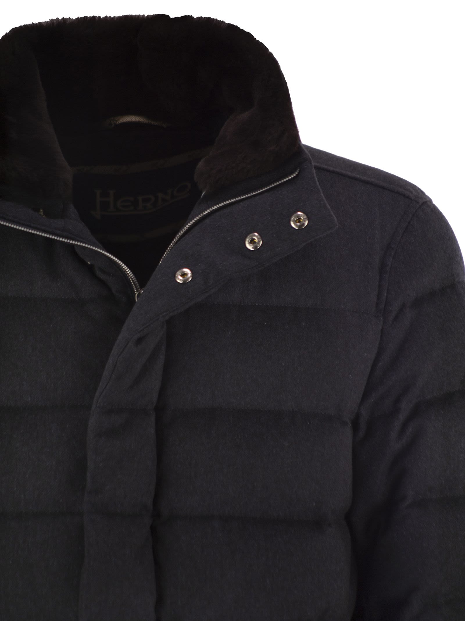 Herno Men Down Jacket With Fur Collar HERNO