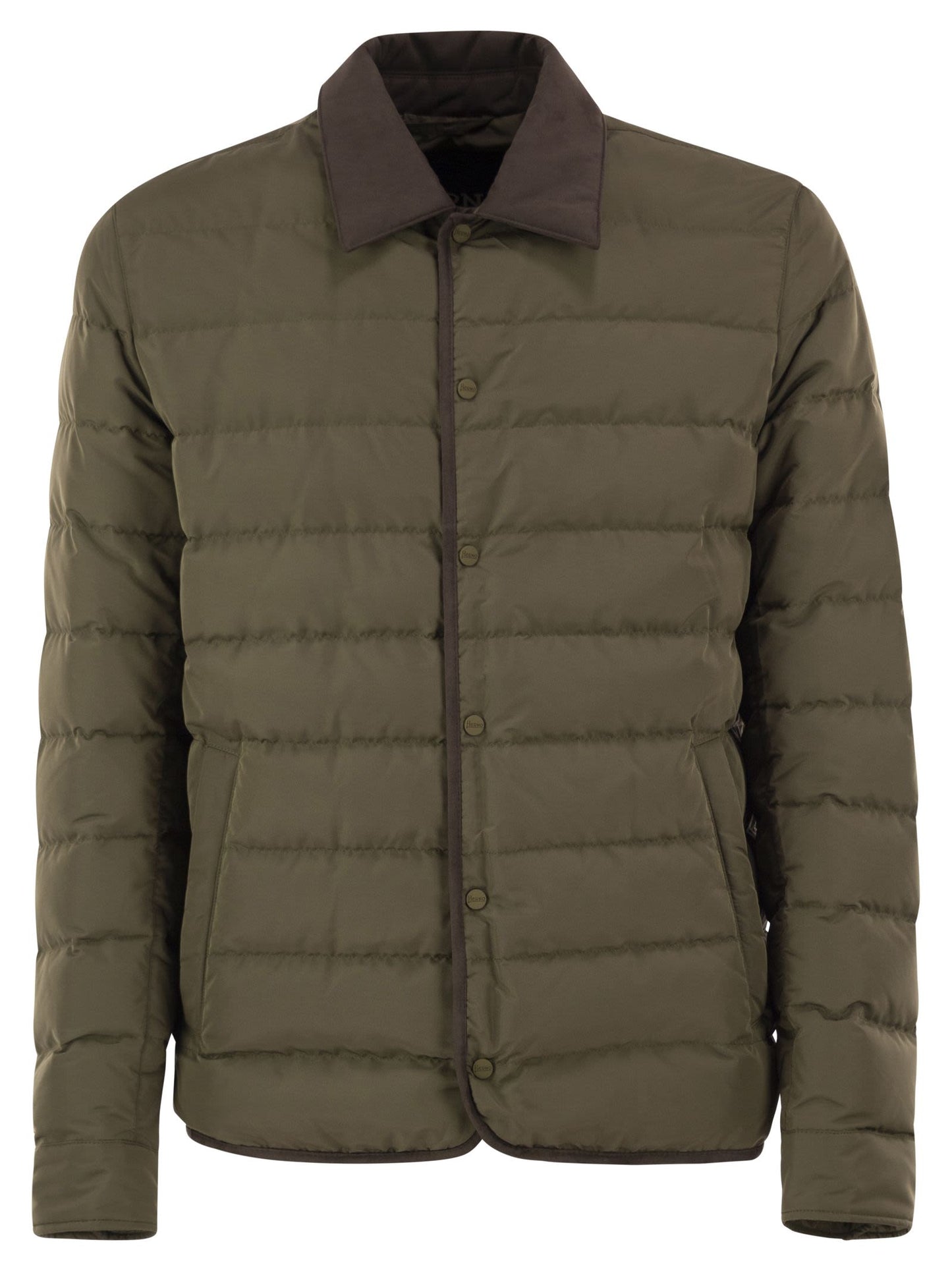 Herno Men Quilted Down Jacket With Shirt Collar HERNO