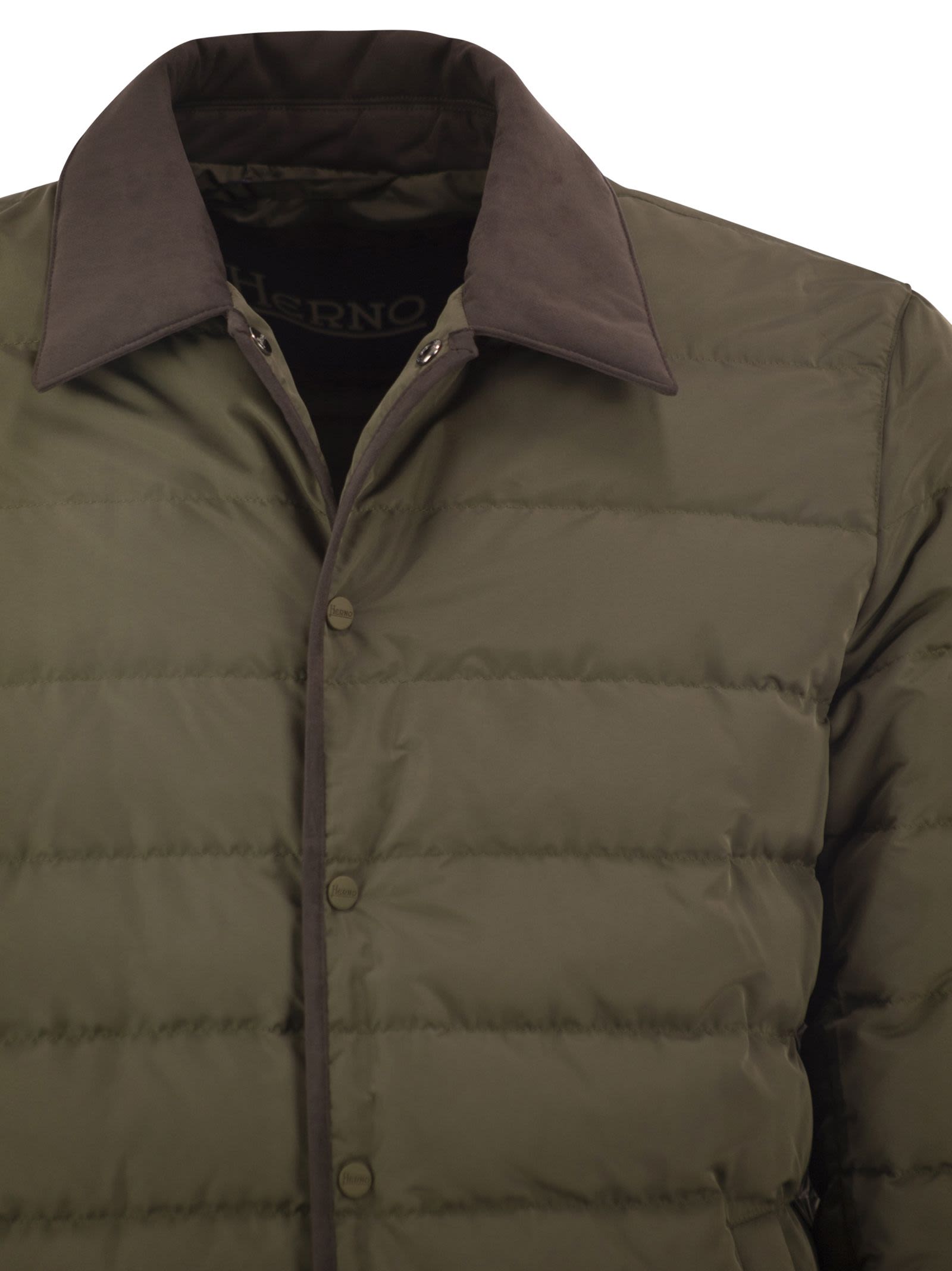 Herno Men Quilted Down Jacket With Shirt Collar HERNO