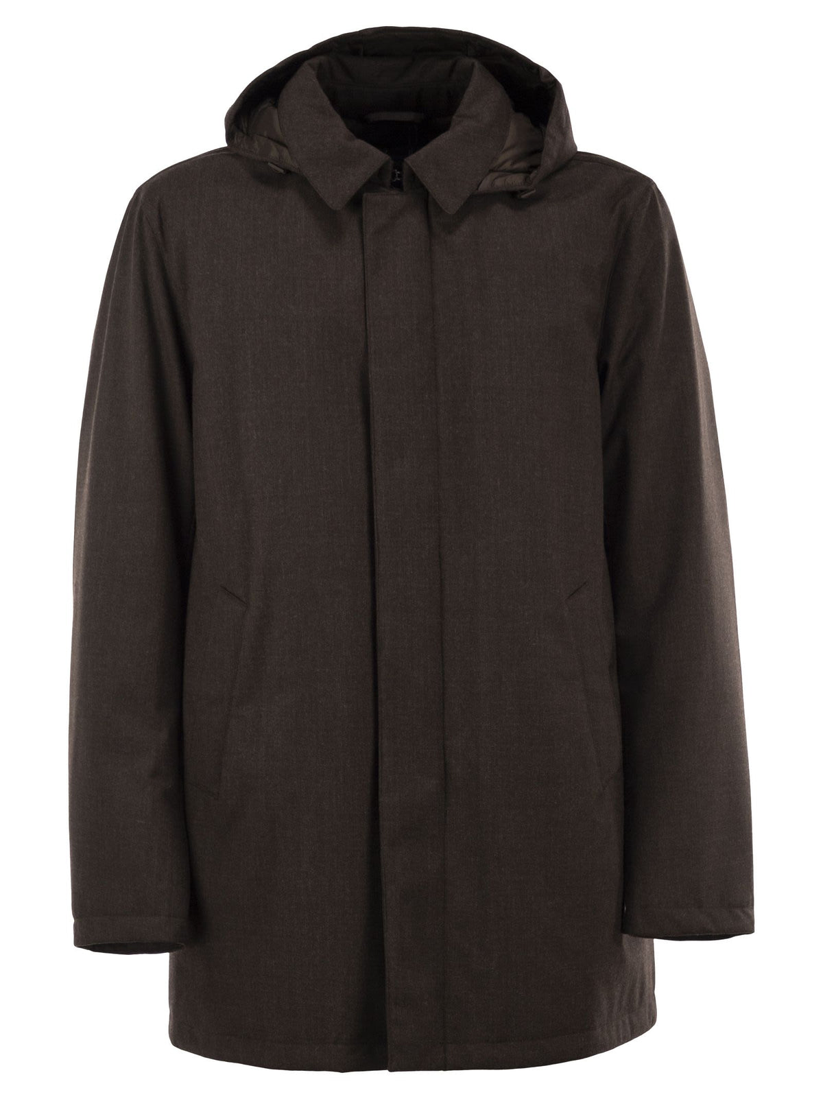 Herno Men Technical Wool-Blend Hooded Coat HERNO