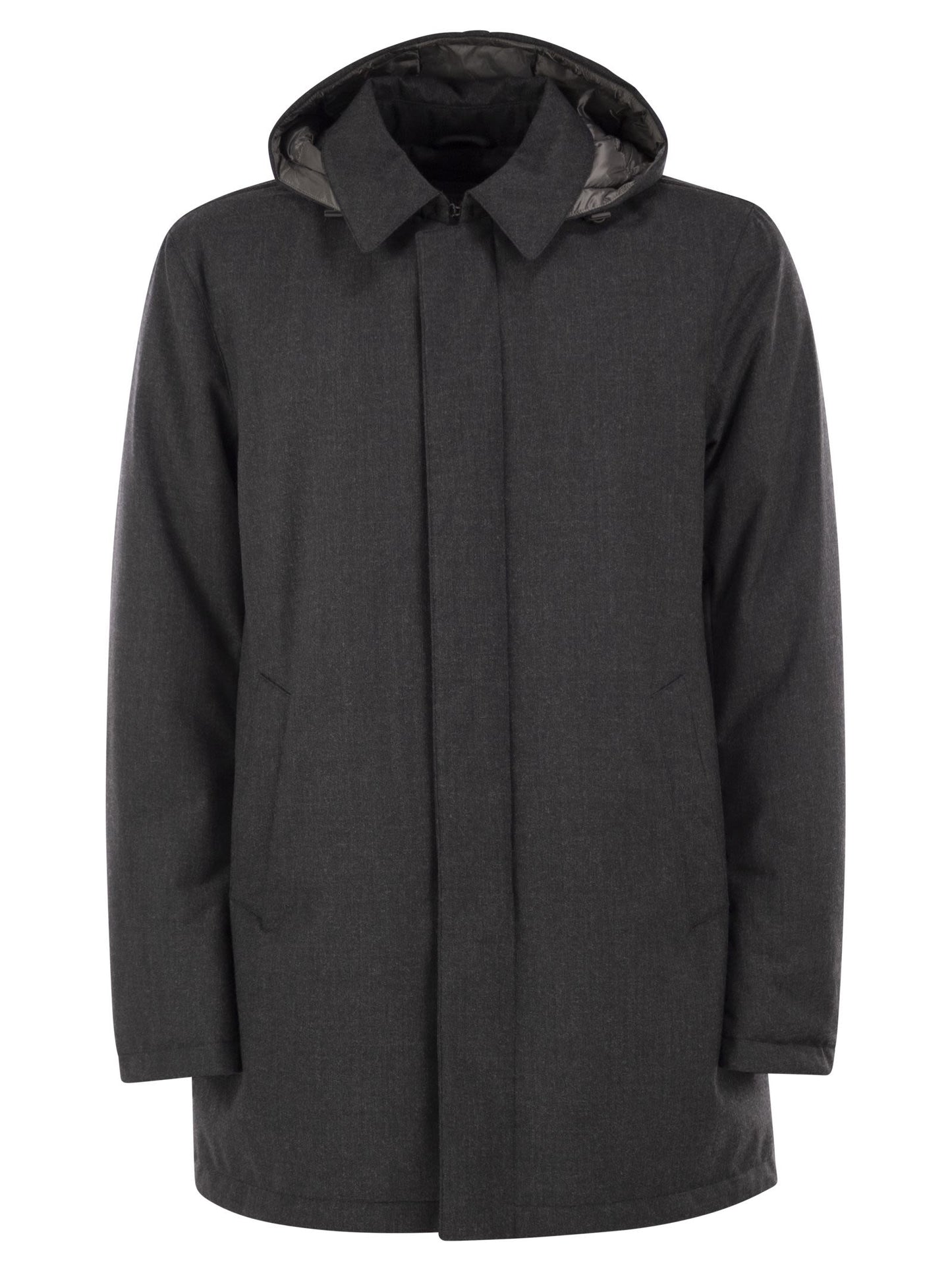 Herno Men Technical Wool-Blend Hooded Coat HERNO