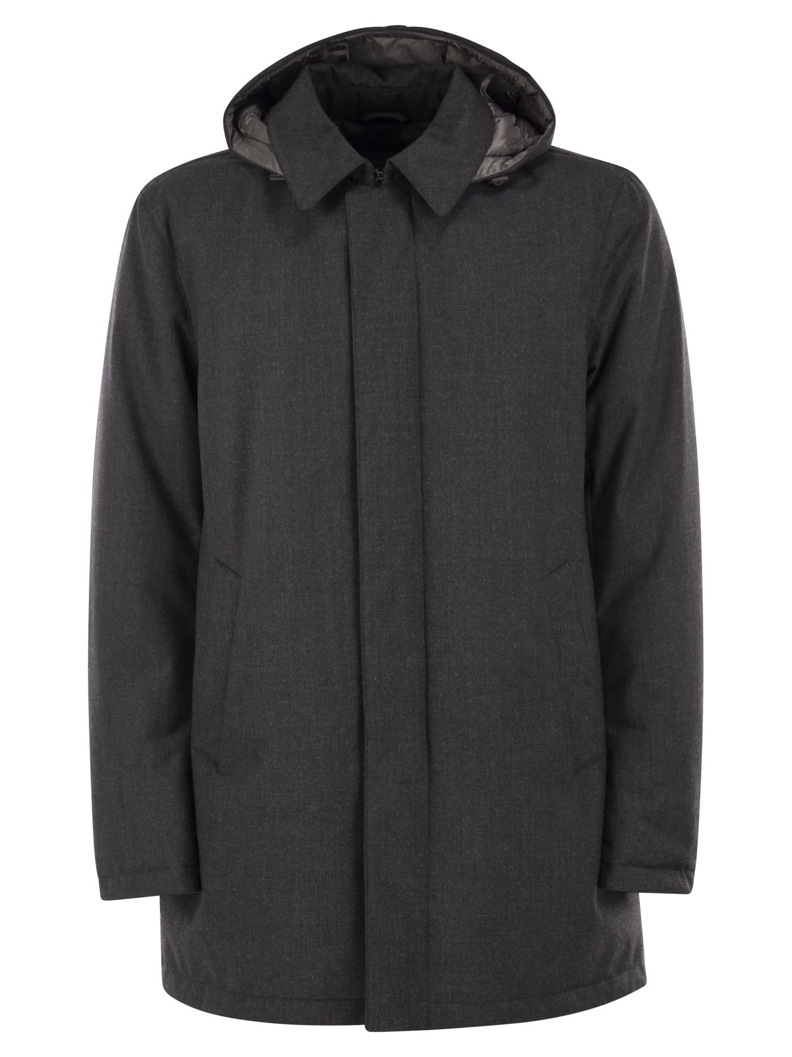 Herno Men Technical Wool-Blend Hooded Coat HERNO