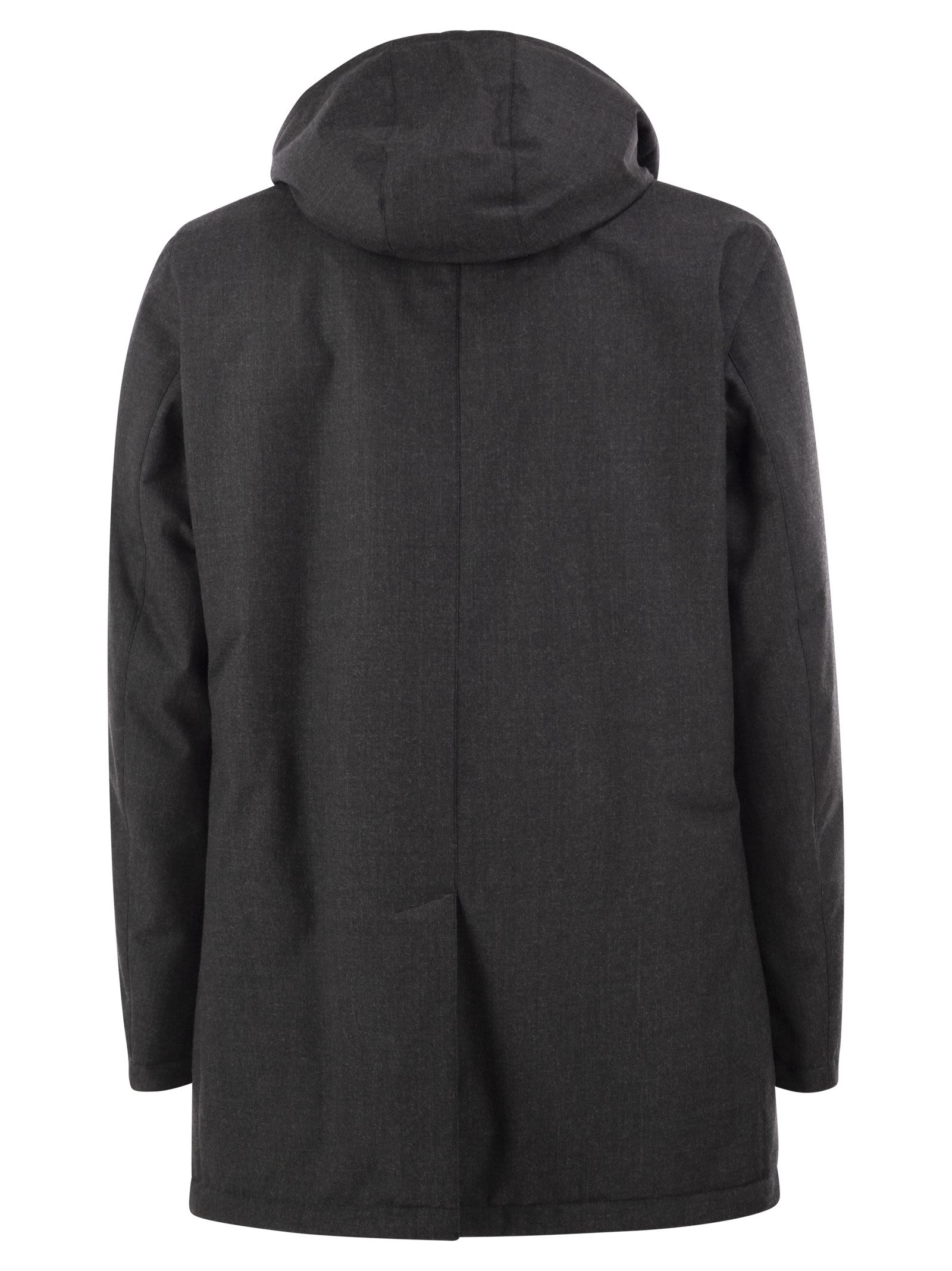 Herno Men Technical Wool-Blend Hooded Coat HERNO