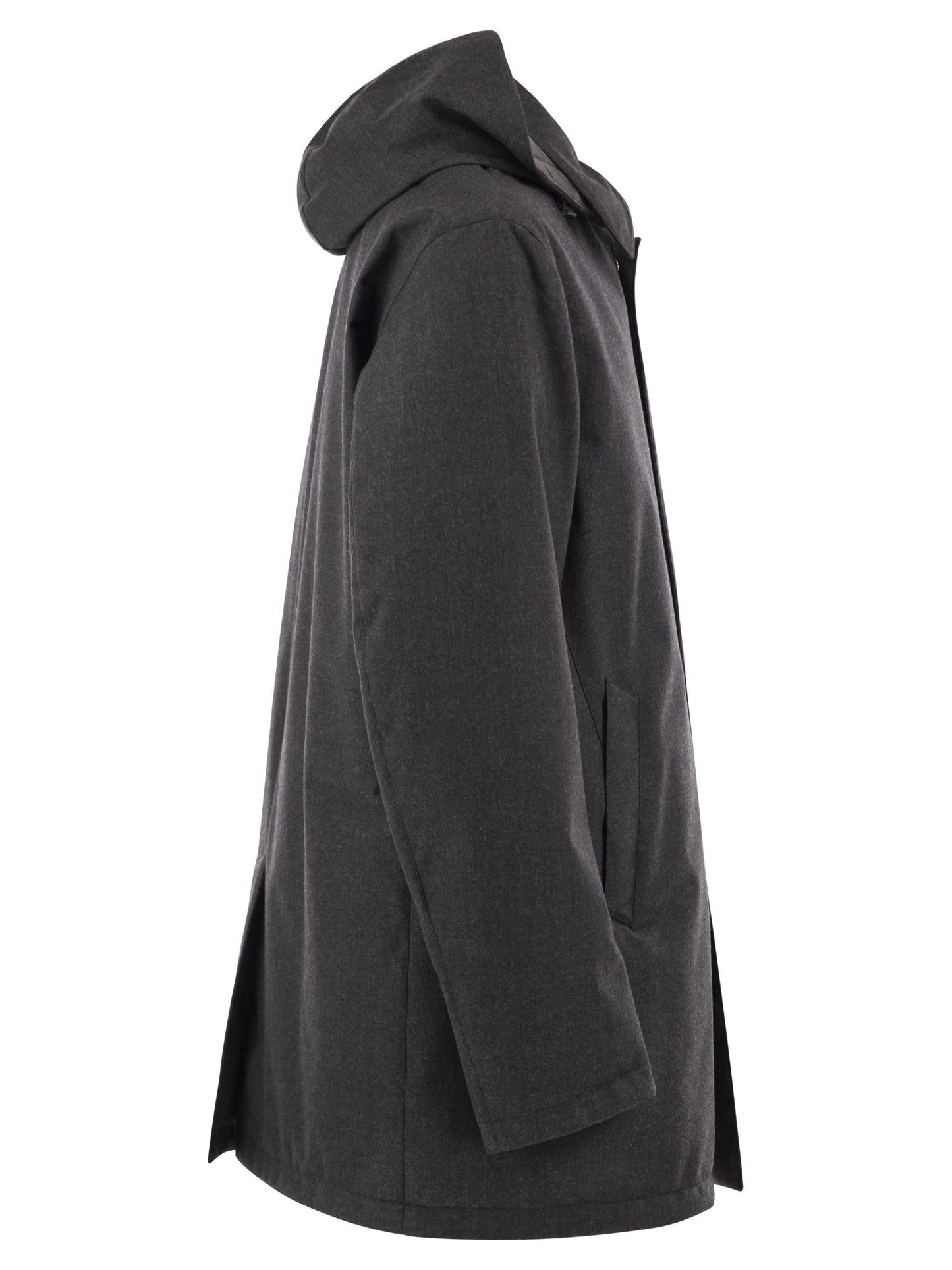 Herno Men Technical Wool-Blend Hooded Coat HERNO