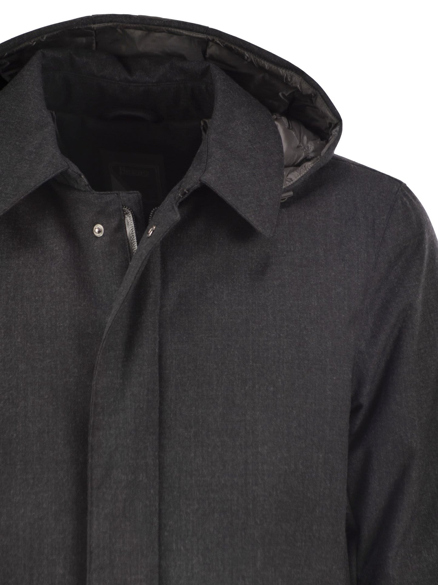 Herno Men Technical Wool-Blend Hooded Coat HERNO