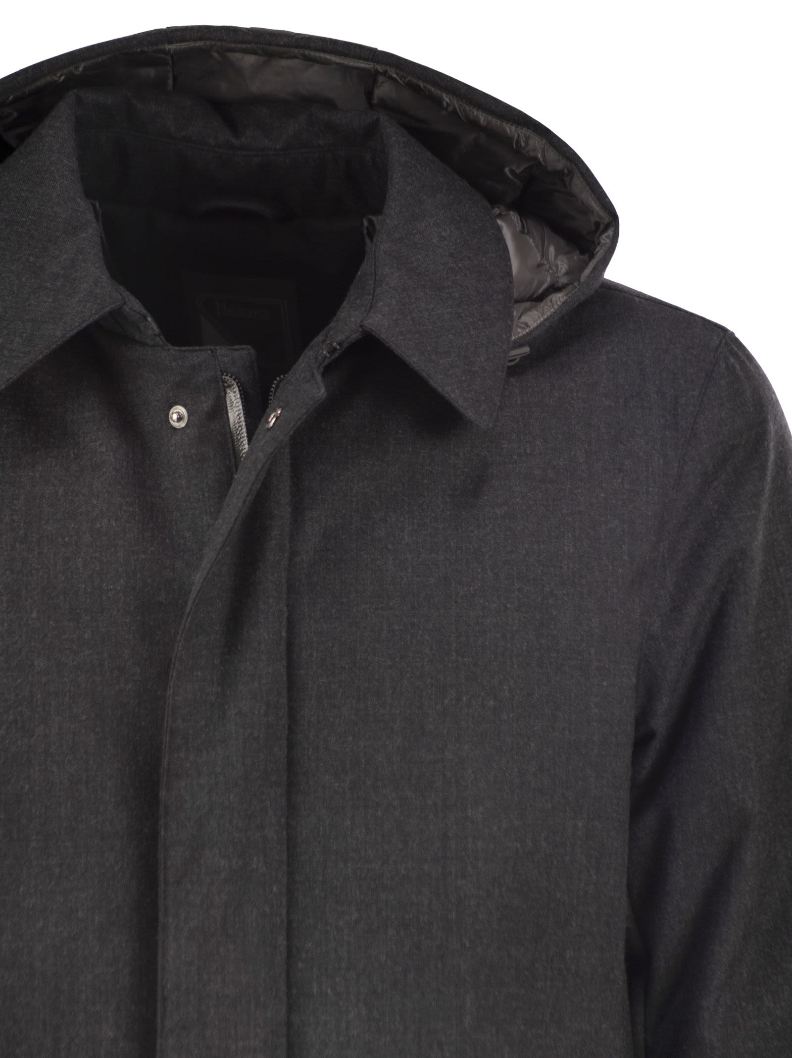 Herno Men Technical Wool-Blend Hooded Coat HERNO