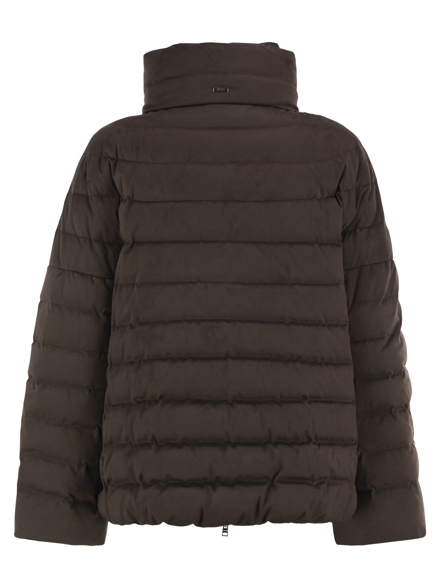 Herno Women Technical Suede-Effect Down Jacket With Padded High Collar HERNO