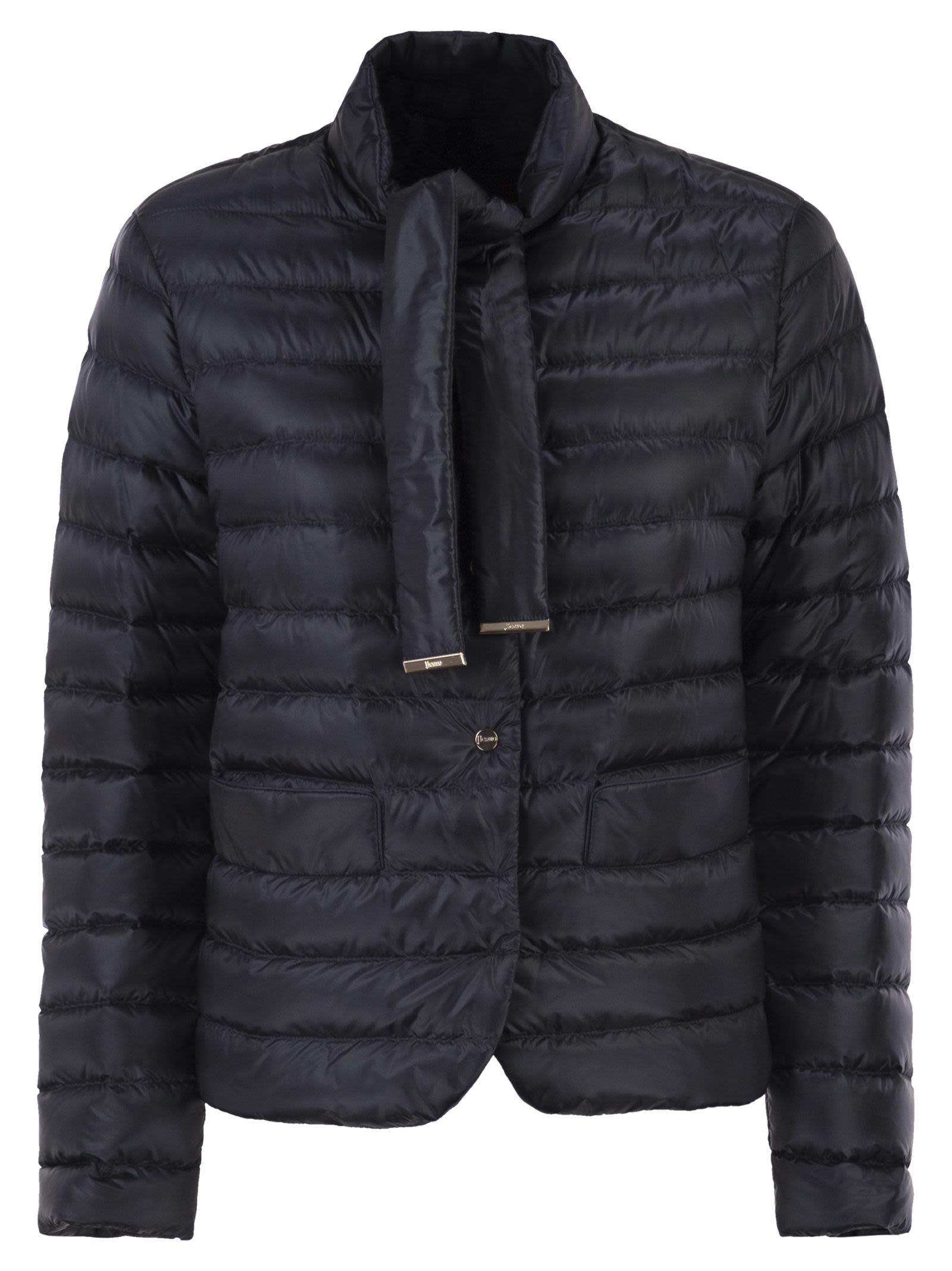 Herno Women Ultra-Light Nylon Down Jacket With Funnel Neck And Adjustable Ribbons HERNO