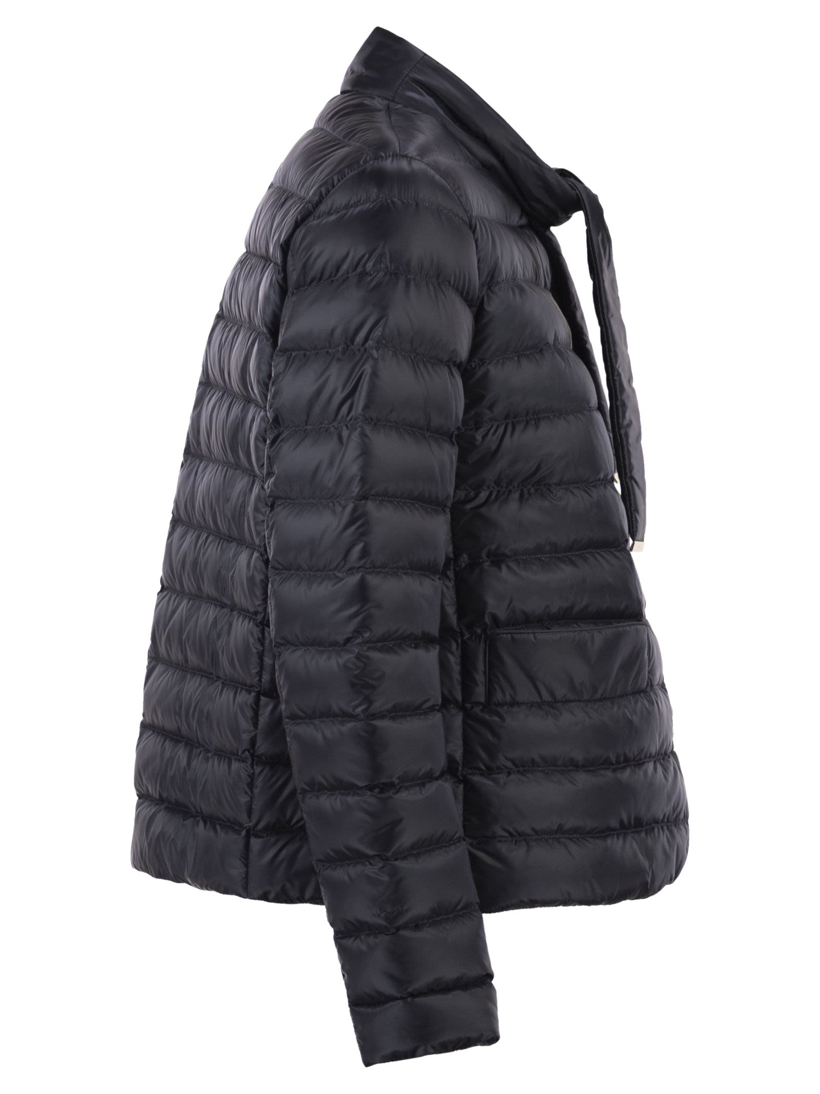 Herno Women Ultra-Light Nylon Down Jacket With Funnel Neck And Adjustable Ribbons HERNO