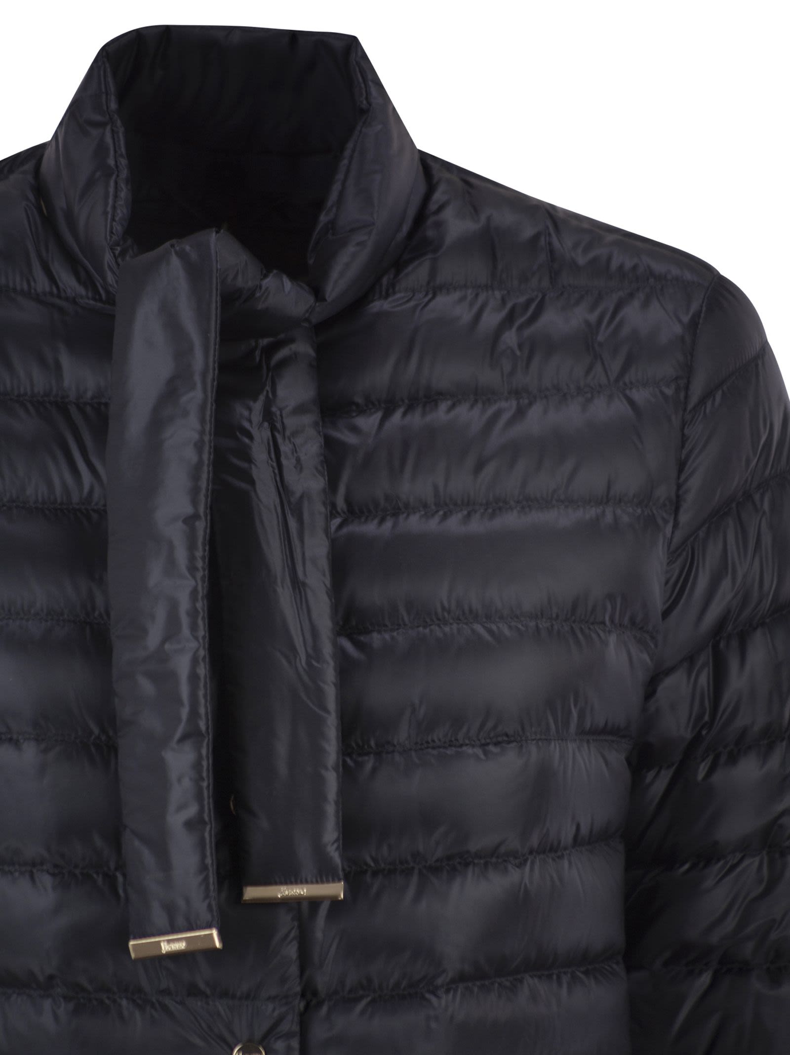 Herno Women Ultra-Light Nylon Down Jacket With Funnel Neck And Adjustable Ribbons HERNO