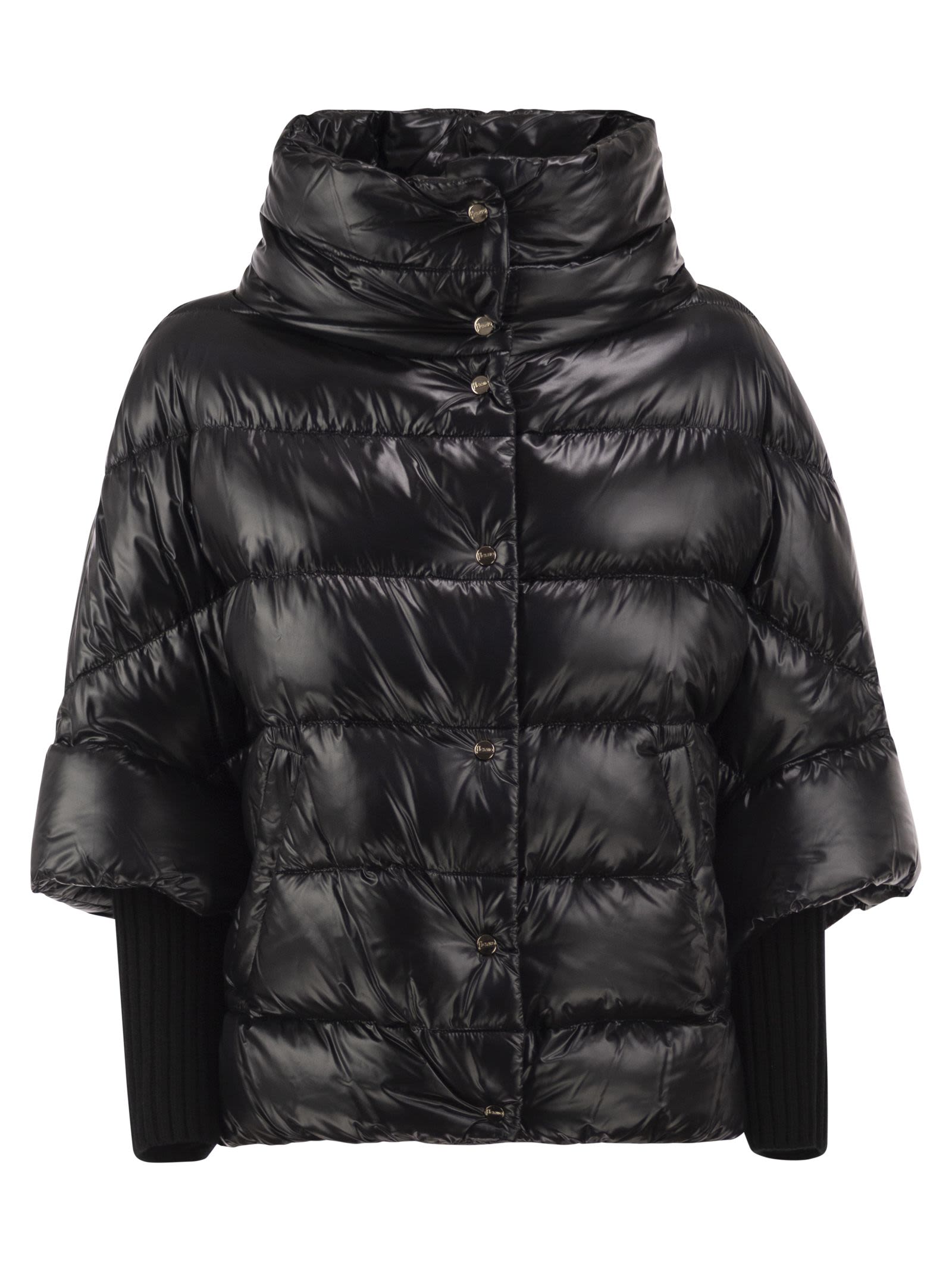 Herno Women Padded Jacket With High Collar And Knitted Cuffs HERNO