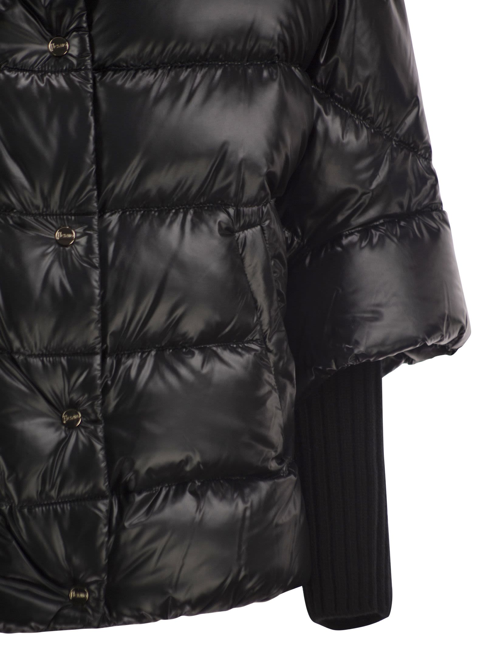 Herno Women Padded Jacket With High Collar And Knitted Cuffs HERNO