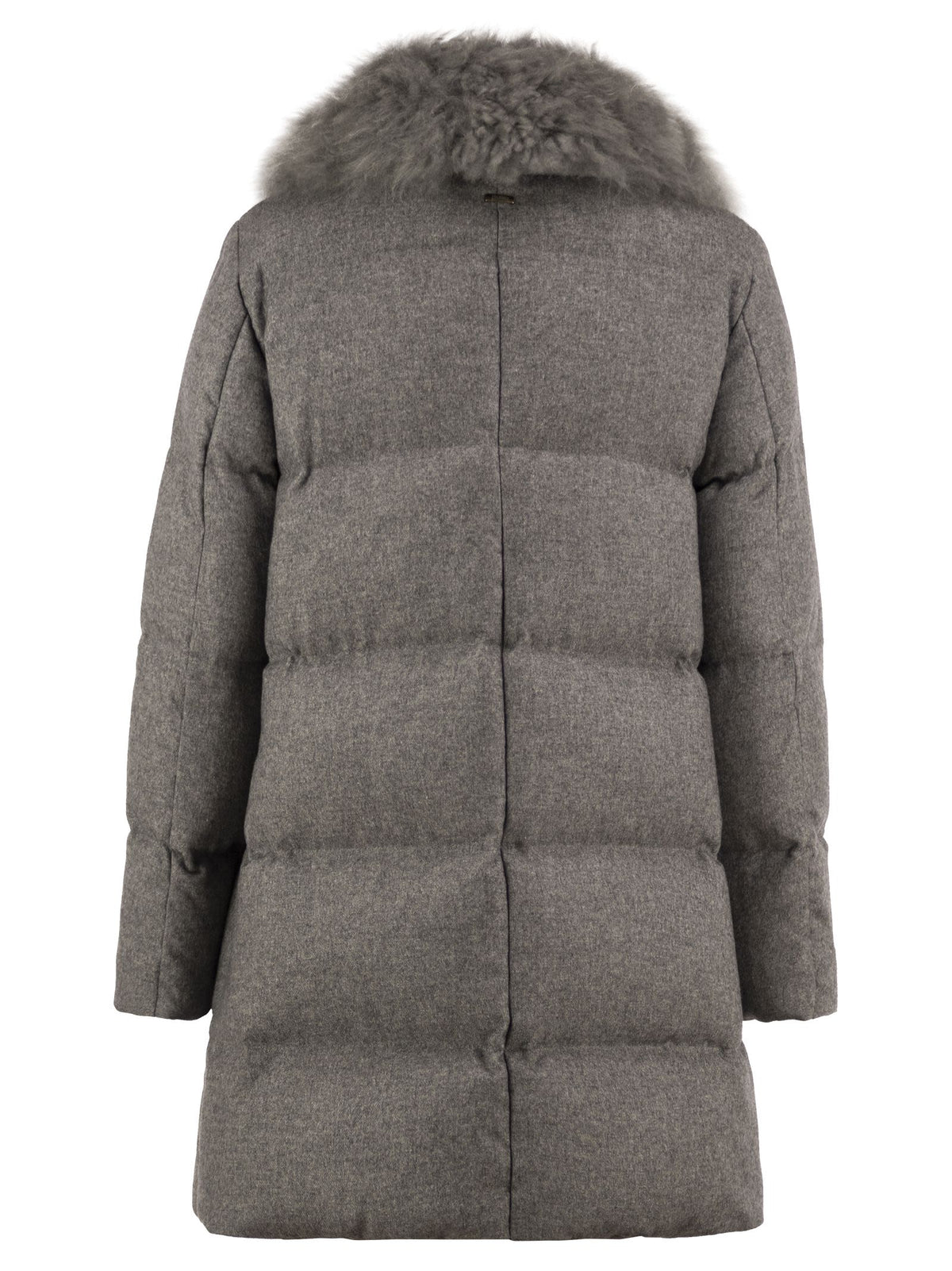 Herno Women Herno Long Silk And Cashmere Down Coat With Fur Collar HERNO