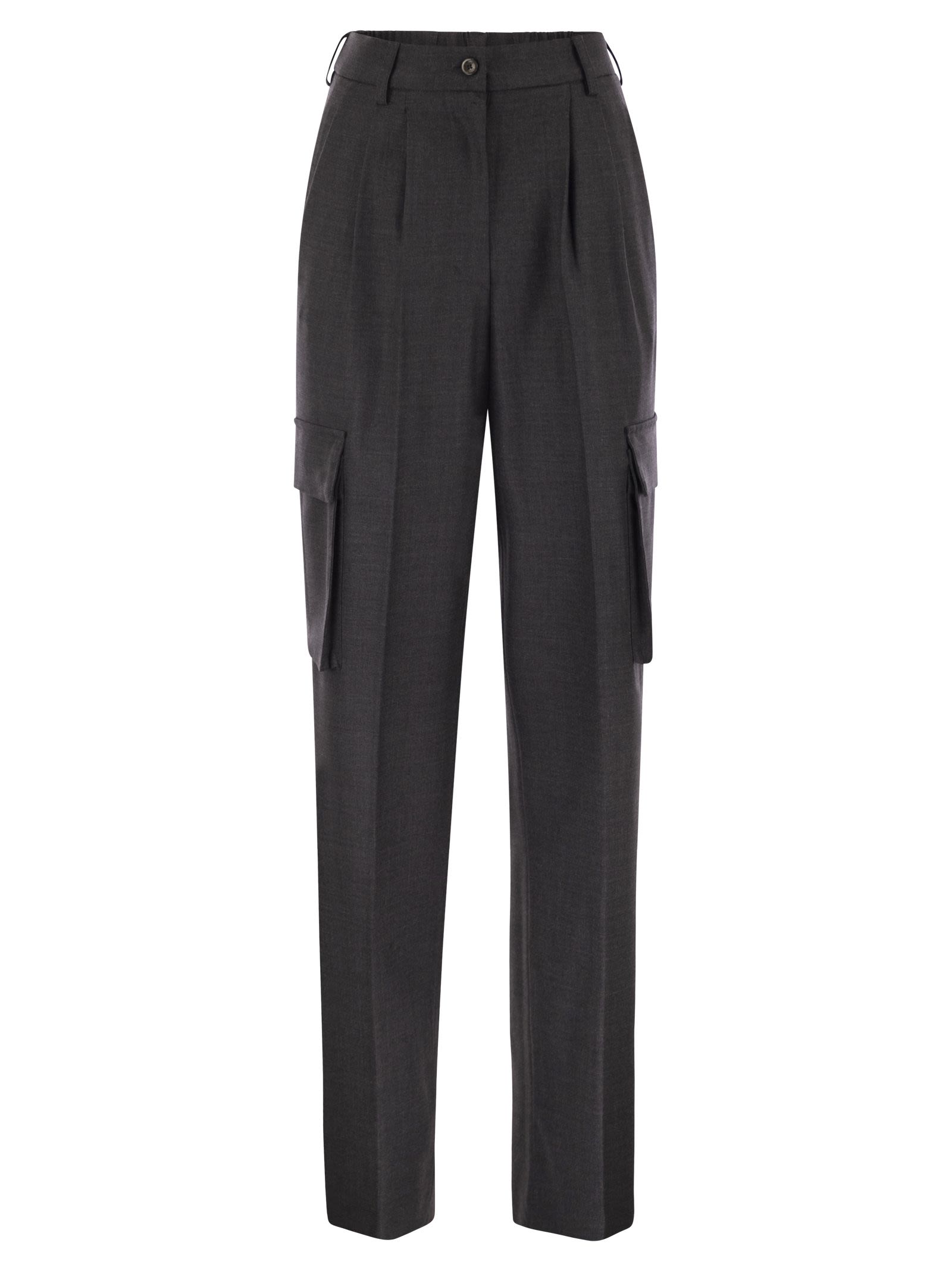 Herno Women Cargo Trousers In Wool And Viscose Blend HERNO