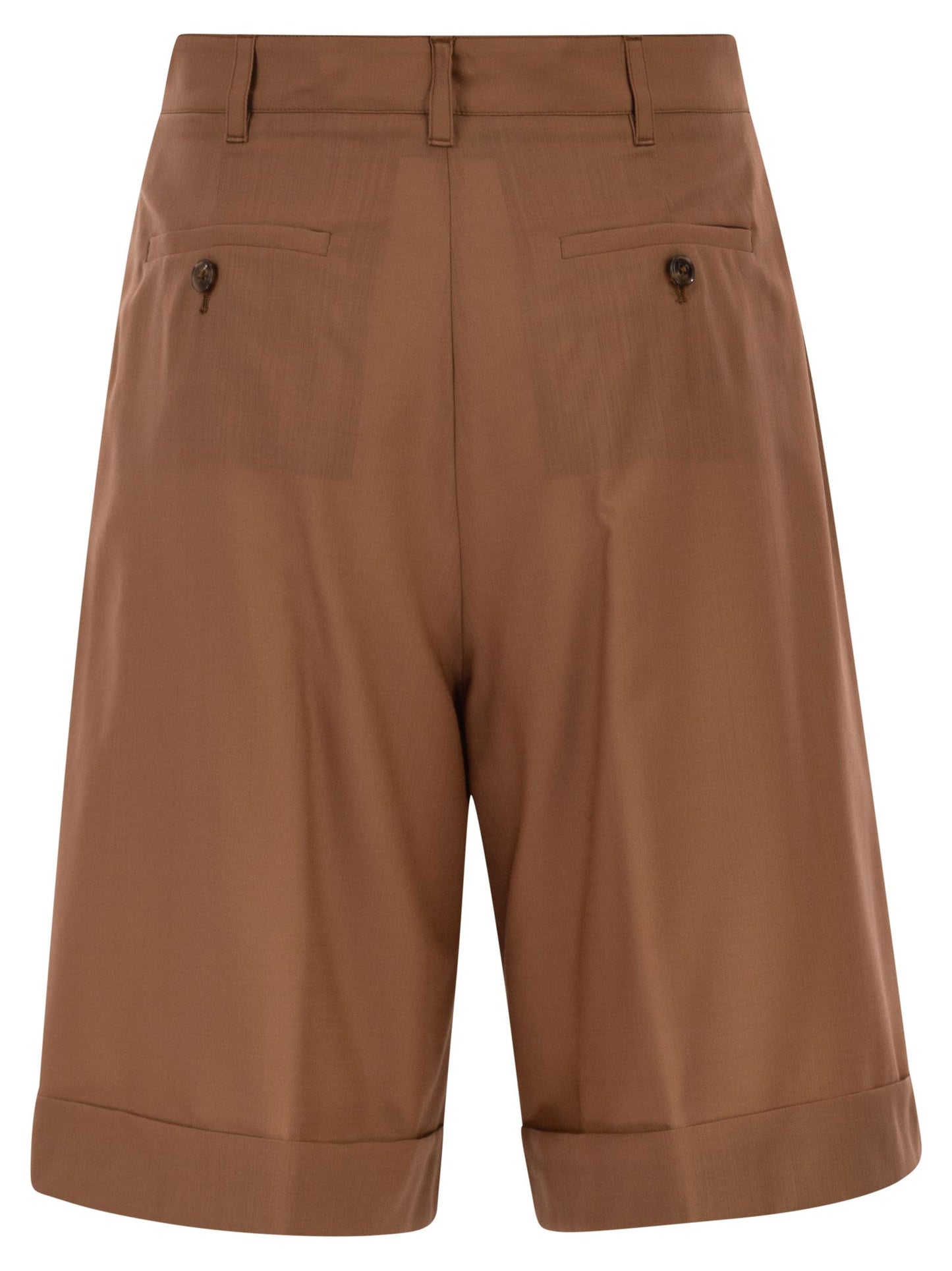 Herno Women Tailored Virgin Wool Bermuda Shorts With Pleats HERNO