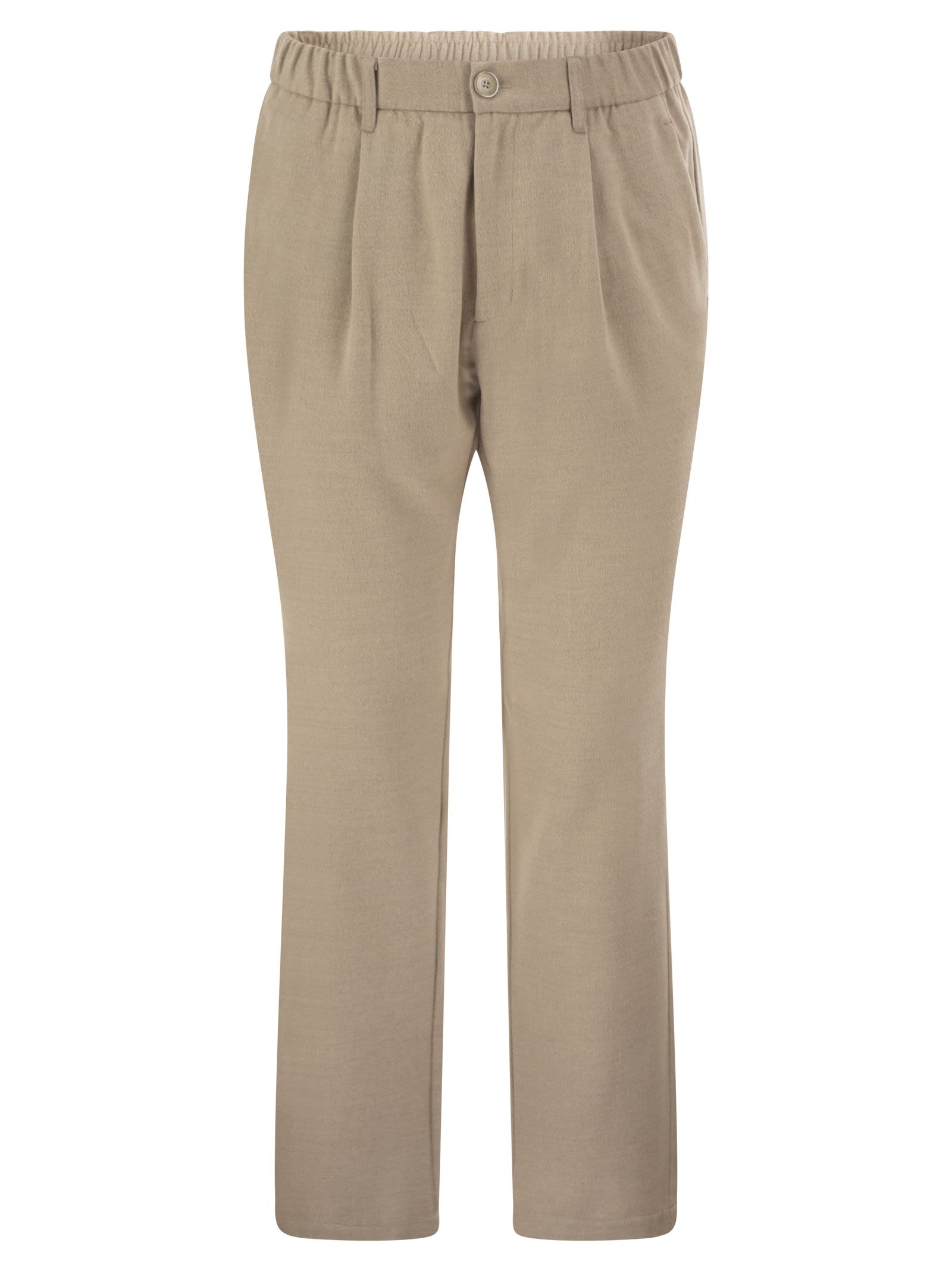 Herno Men Wool And Modal-Blend Trousers With Elasticated Waist HERNO