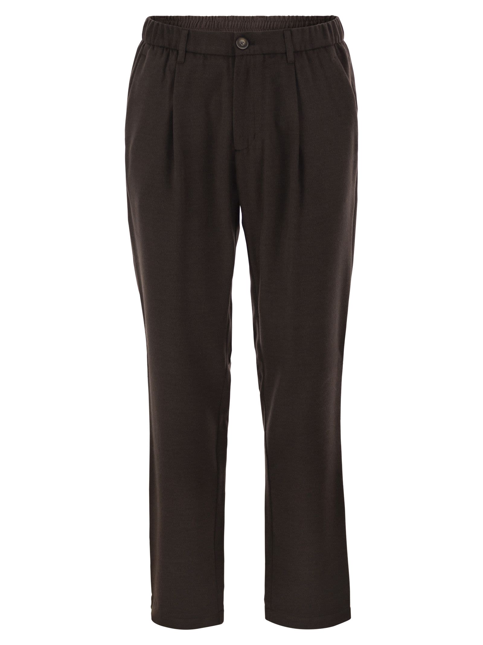 Herno Men Wool And Modal-Blend Trousers With Elasticated Waist HERNO
