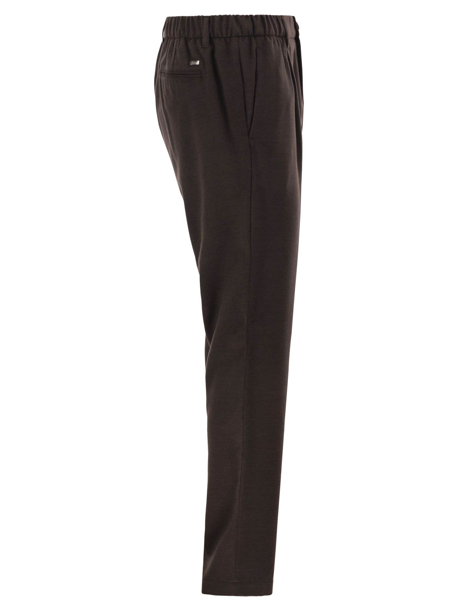 Herno Men Wool And Modal-Blend Trousers With Elasticated Waist HERNO
