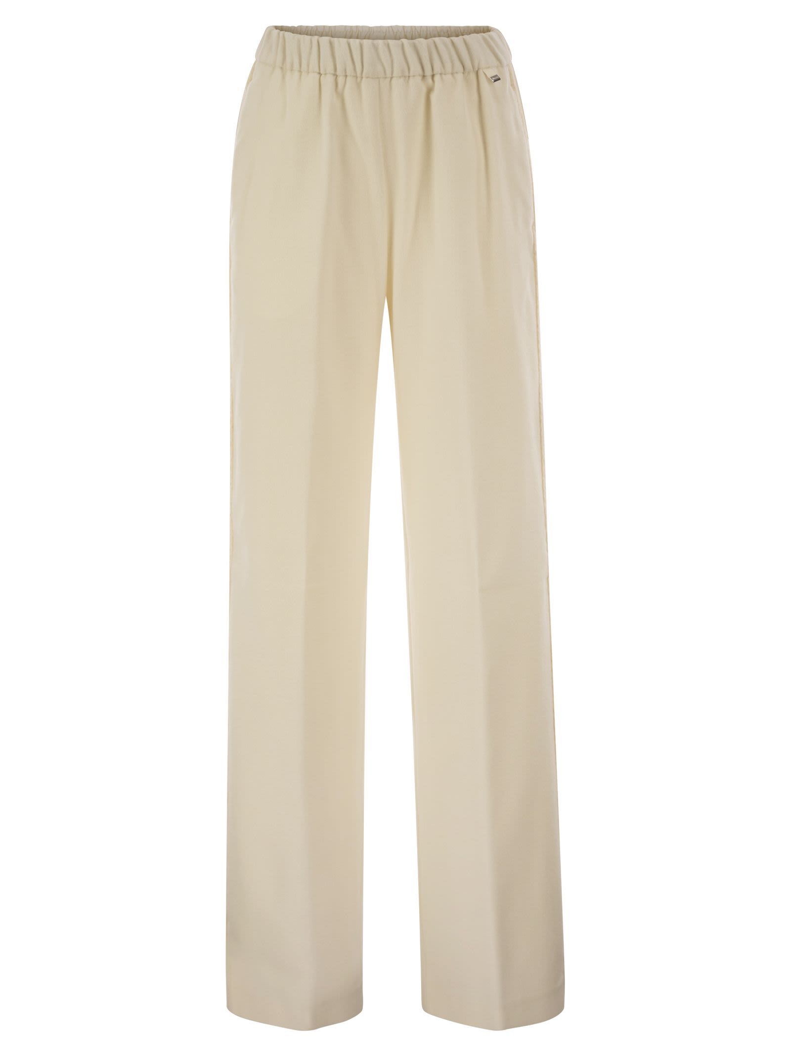 Herno Women Wide-Leg Flannel-Effect Trousers With Elasticated Waistband HERNO