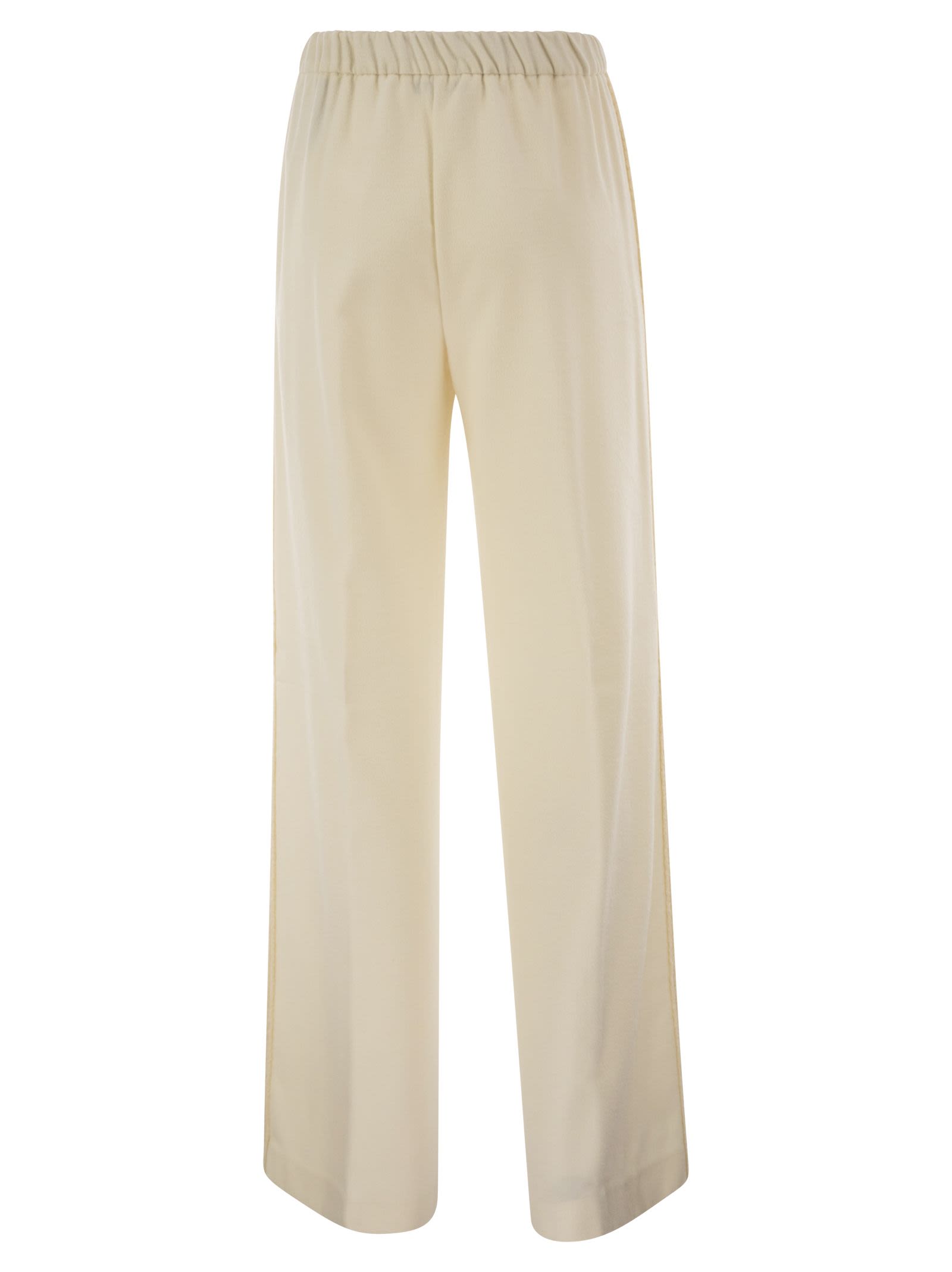 Herno Women Wide-Leg Flannel-Effect Trousers With Elasticated Waistband HERNO